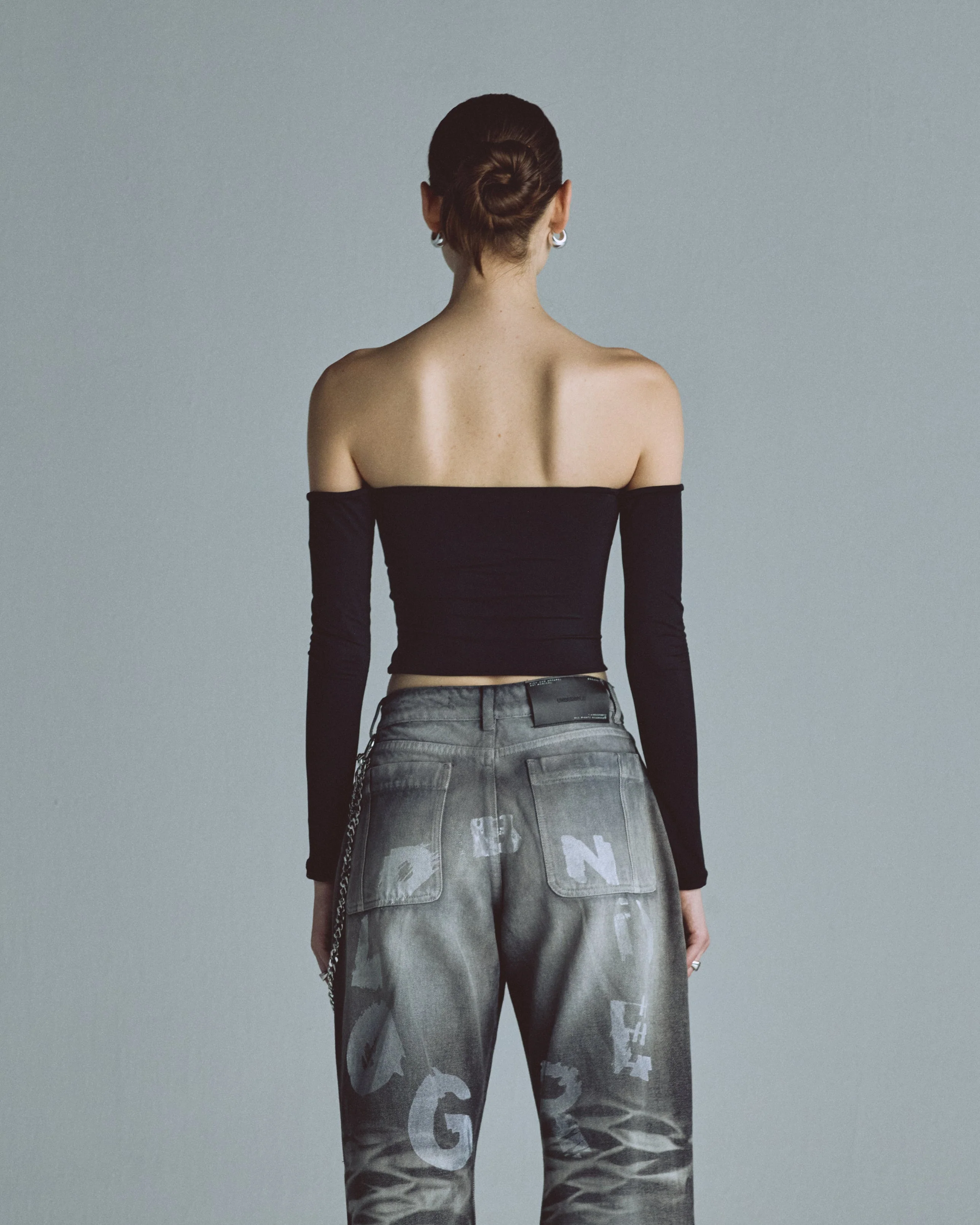 Basics Off Shoulder Long Sleeve Top Black - Image 5