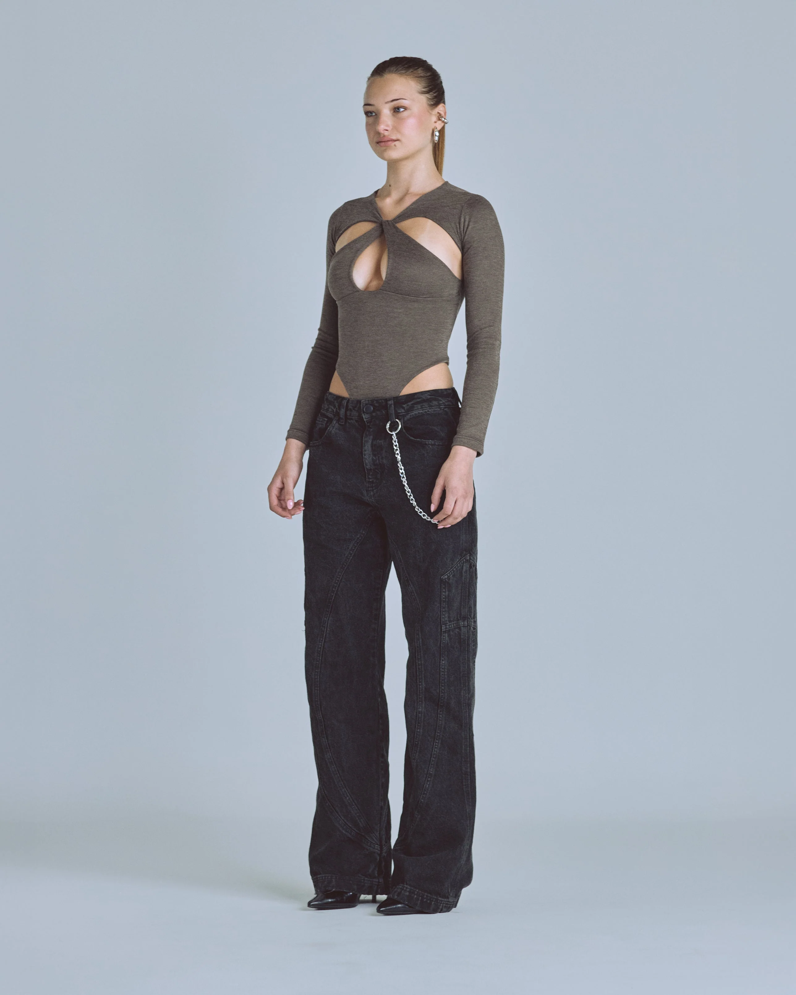 Basics Oval Braided Bodysuit Brown - Image 5