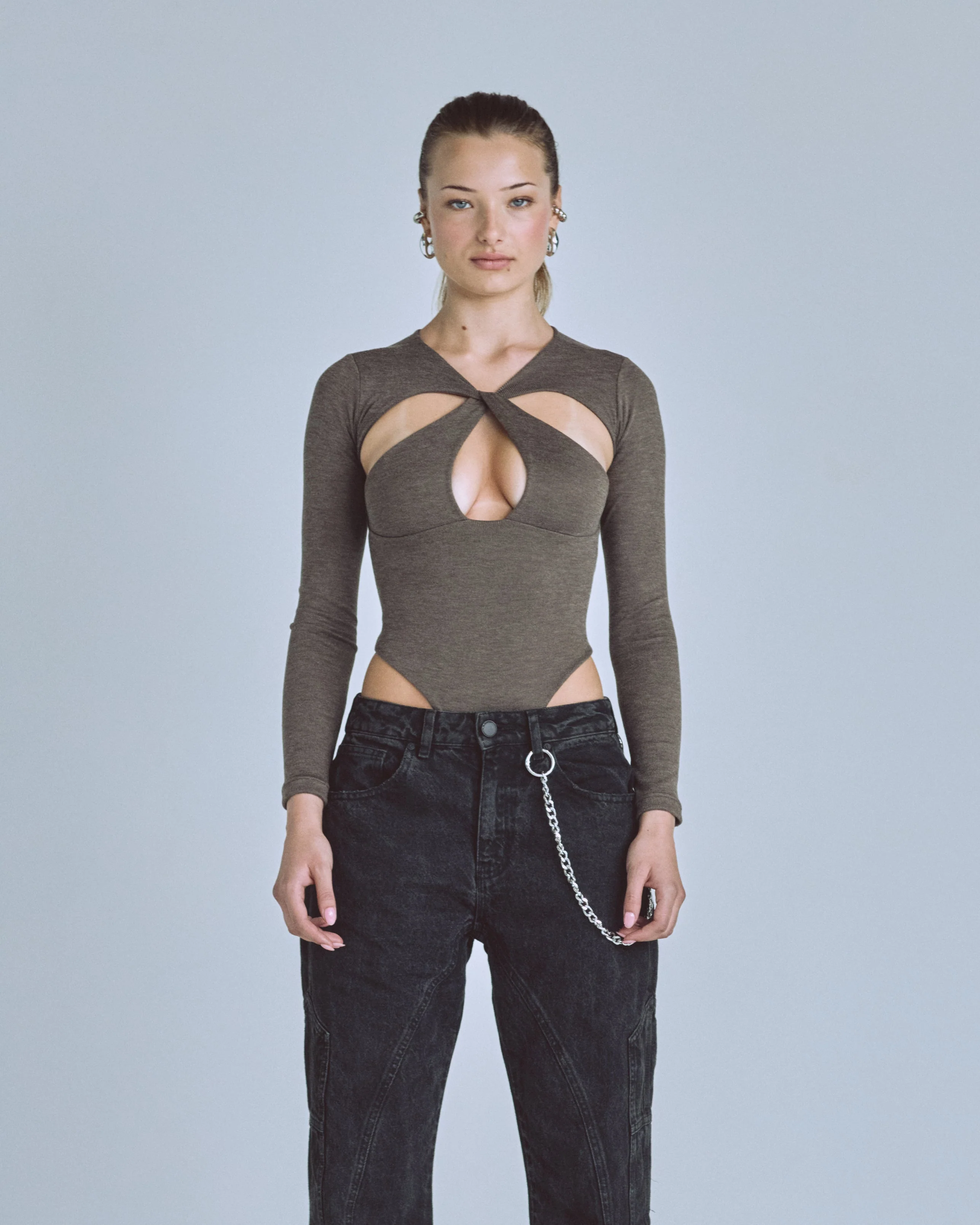 Basics Oval Braided Bodysuit Brown - Image 8