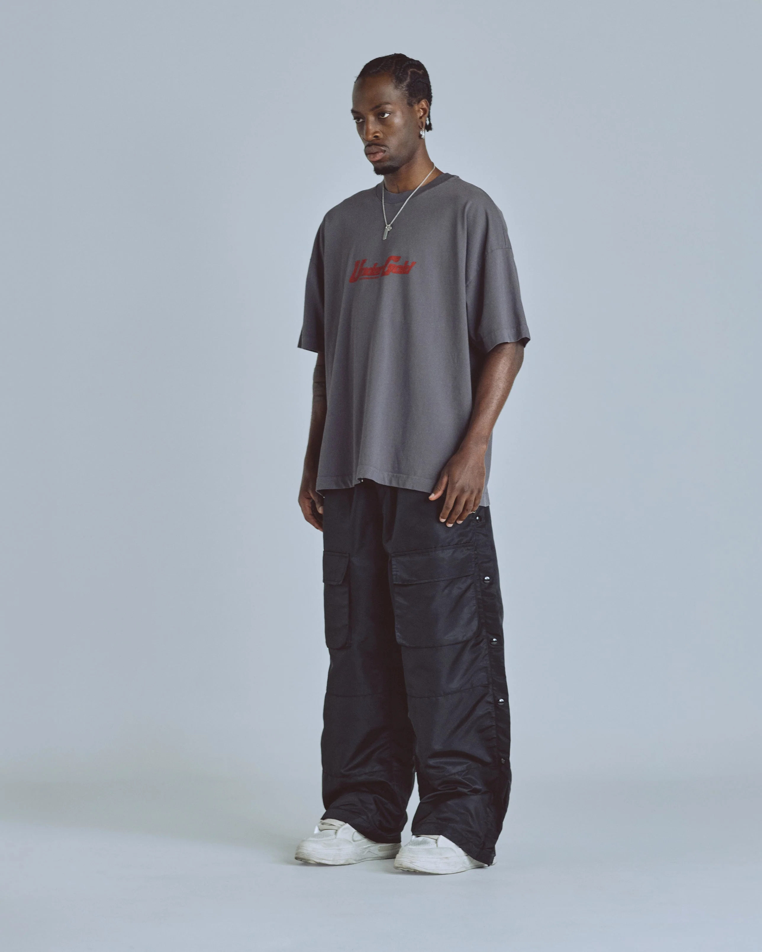 Basics Side Buttons Cargo Pants Black - Image 5