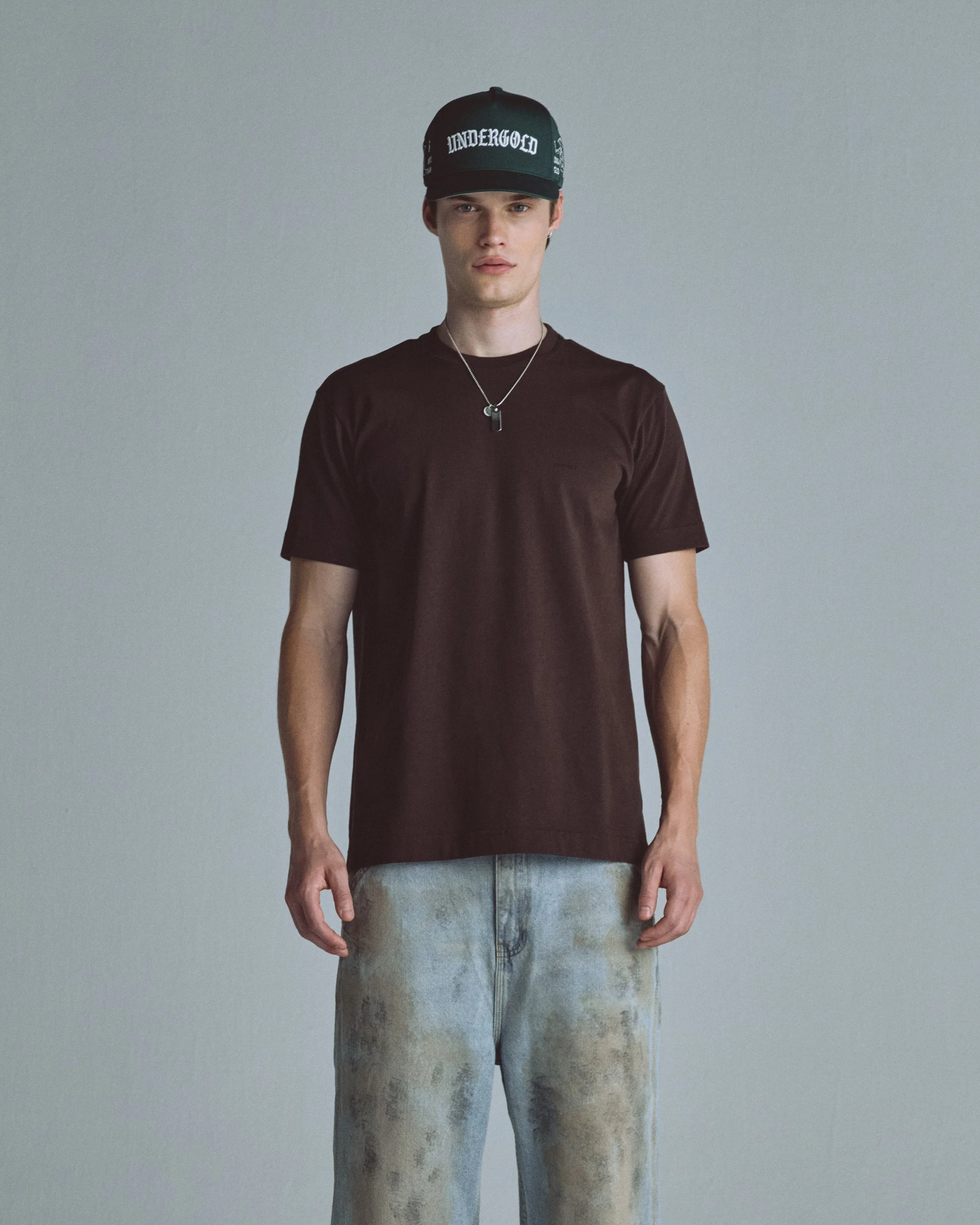 Basics Tiny Logo Regular Fit Tshirt Brown - Image 8