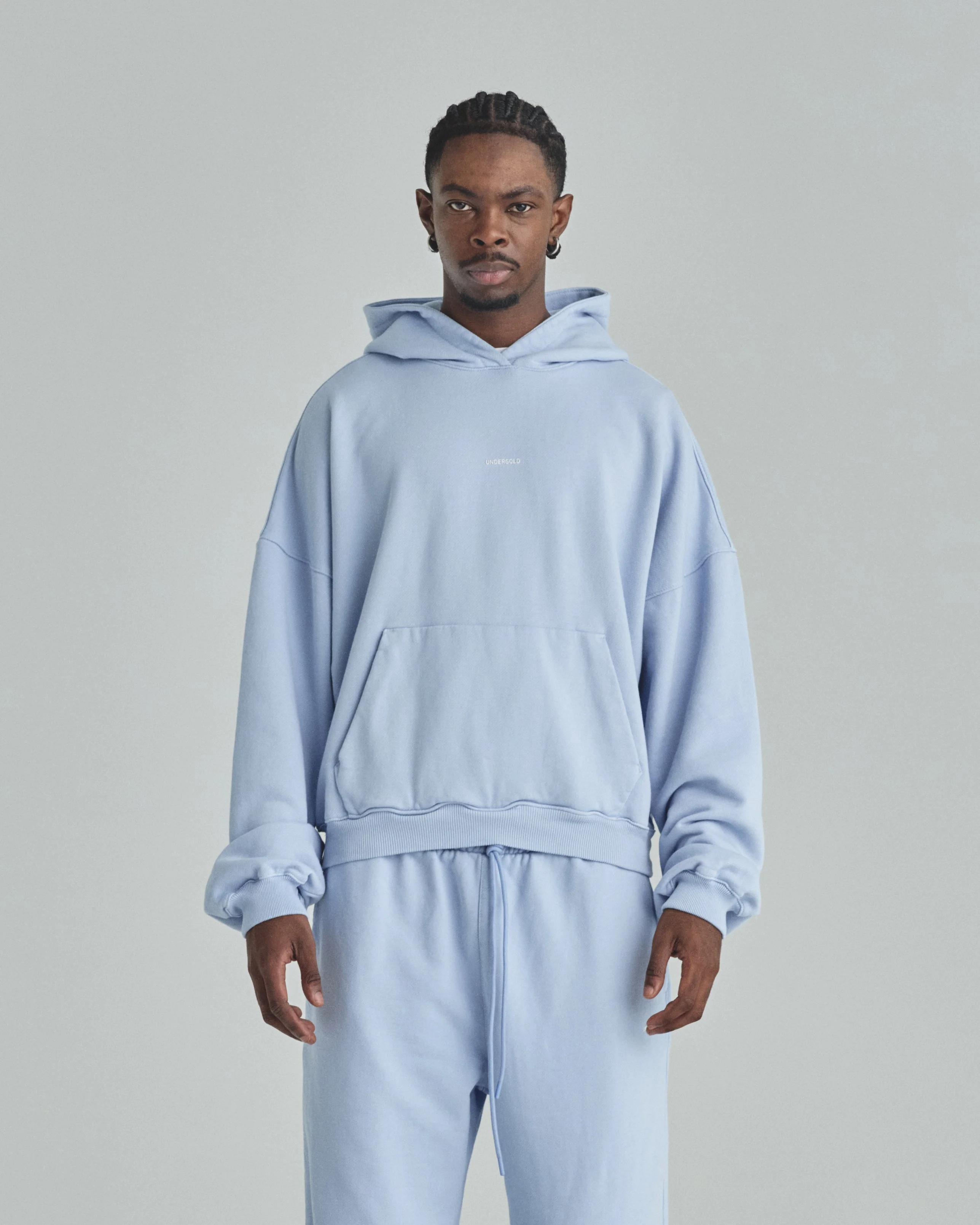 Basics Undergold Boxy Fit Hoodie Light Blue - Image 2