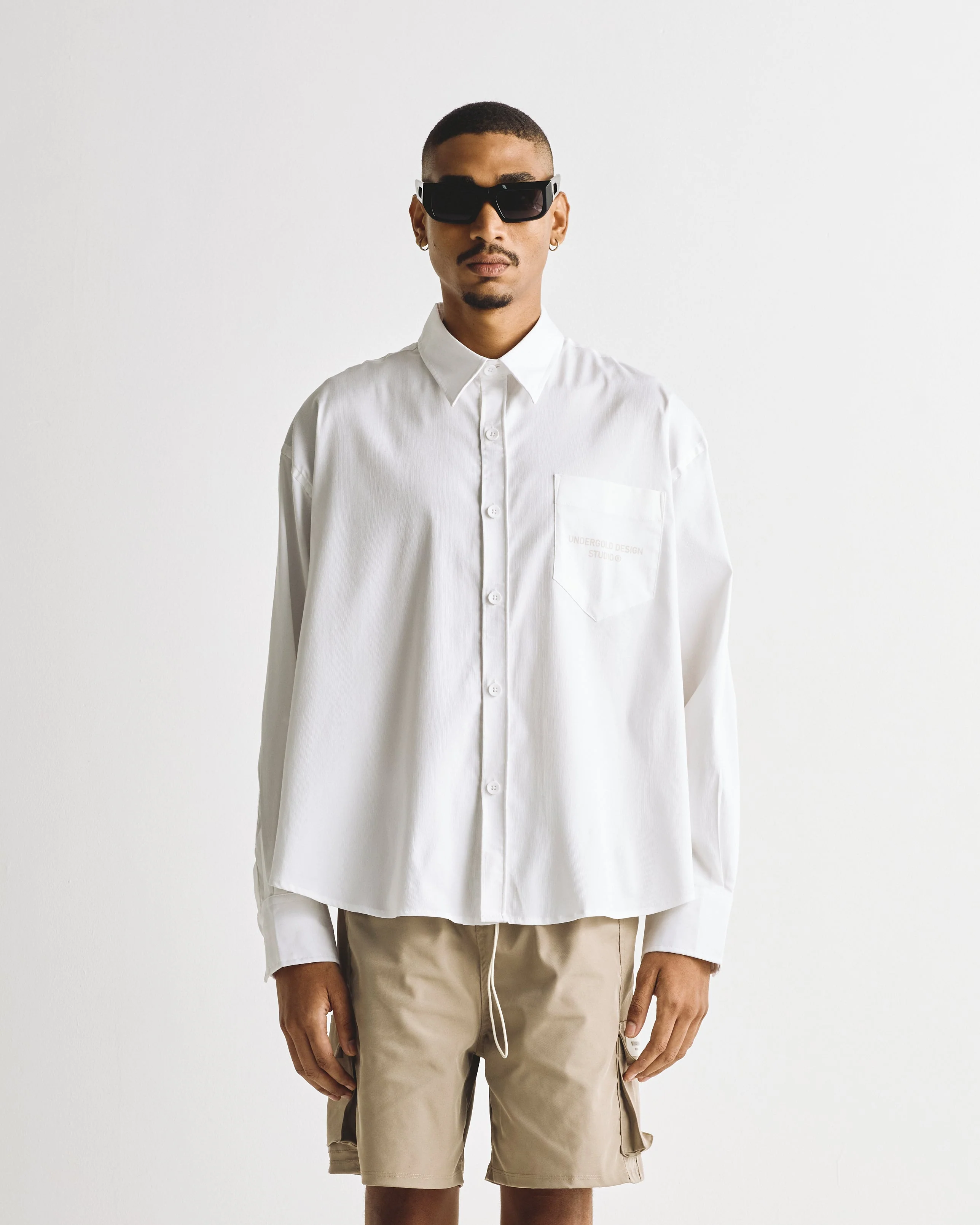 Basics Undergold Design Studio Long Sleeve Boxy Shirt Bone - Image 8