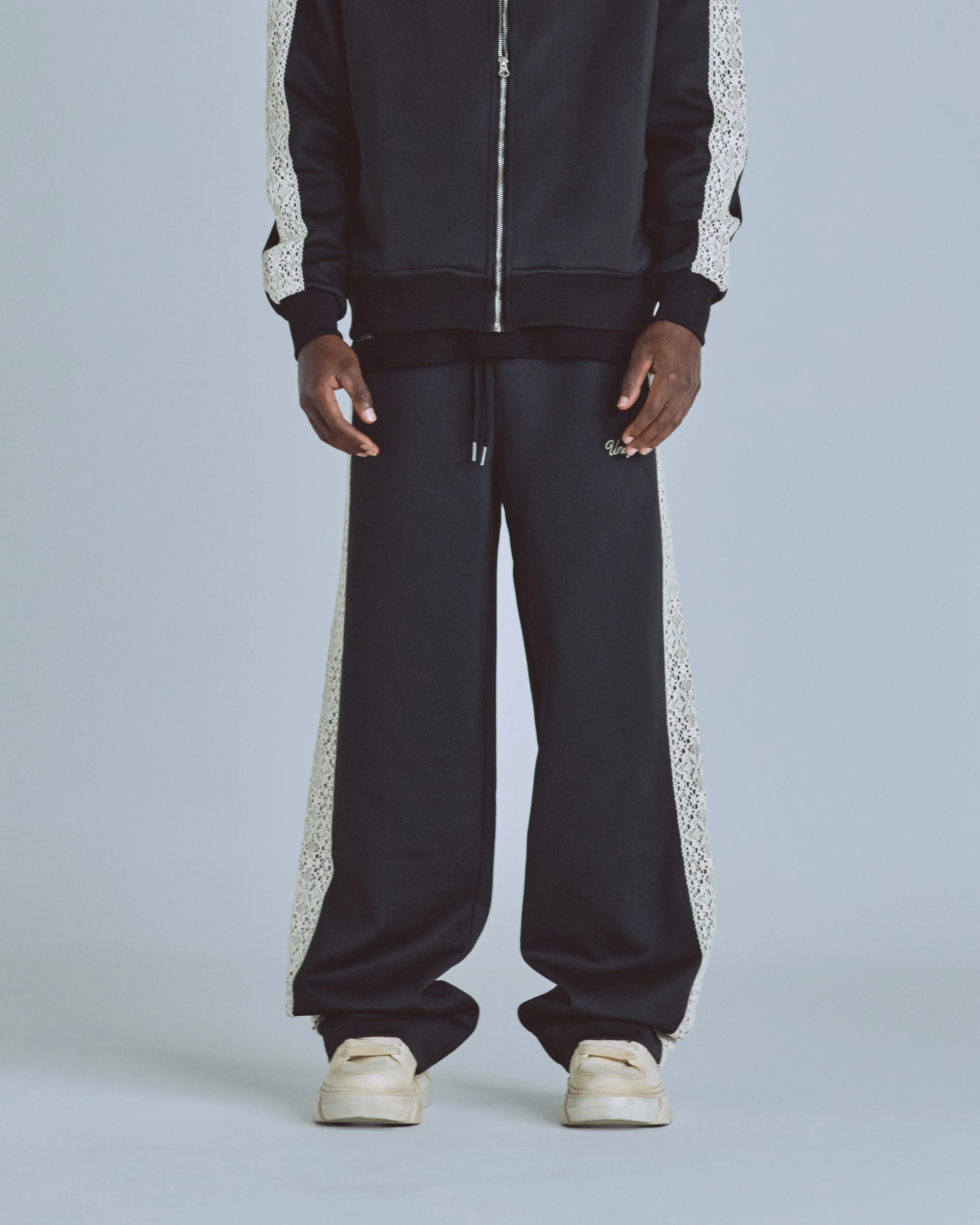 Basics Undgld Lace-panel Track Pants Black - Image 8