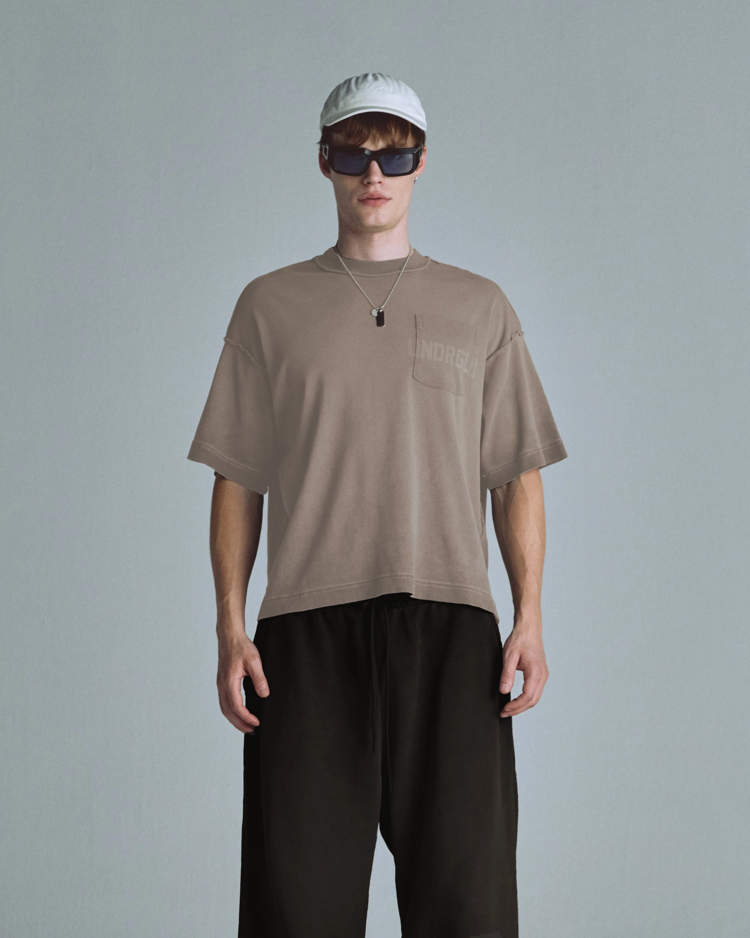 Basics UNDRGLD Boxy Fit Pocket Tshrit Light Brown - Image 2