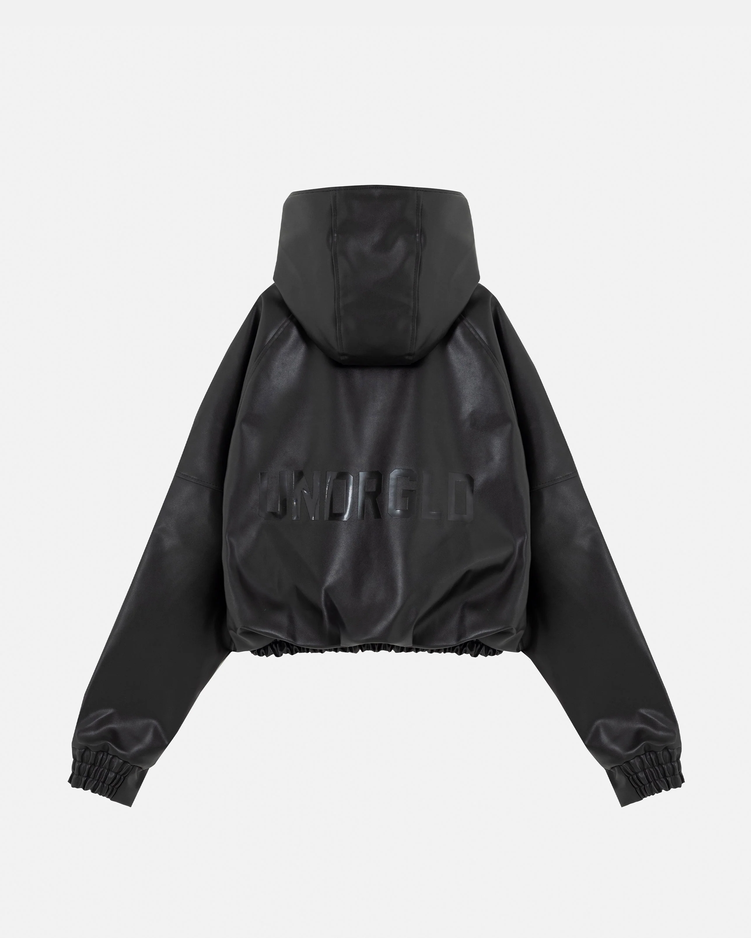 Basics UNDRGLD Leather Zip Up Hoodie Jacket Black - Image 3