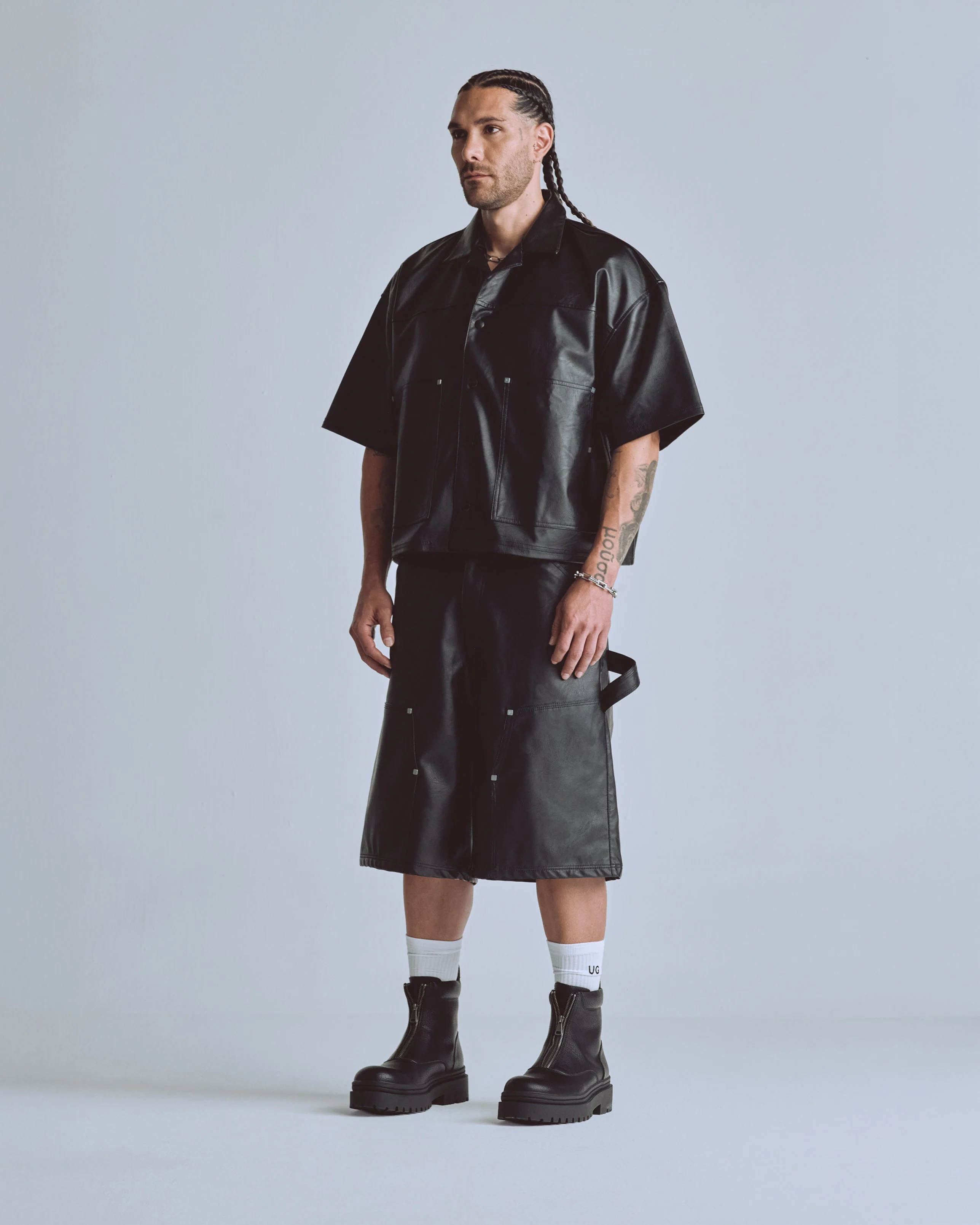 Capsule Basic Pleather Boxy Fit Shirt Black - Image 5