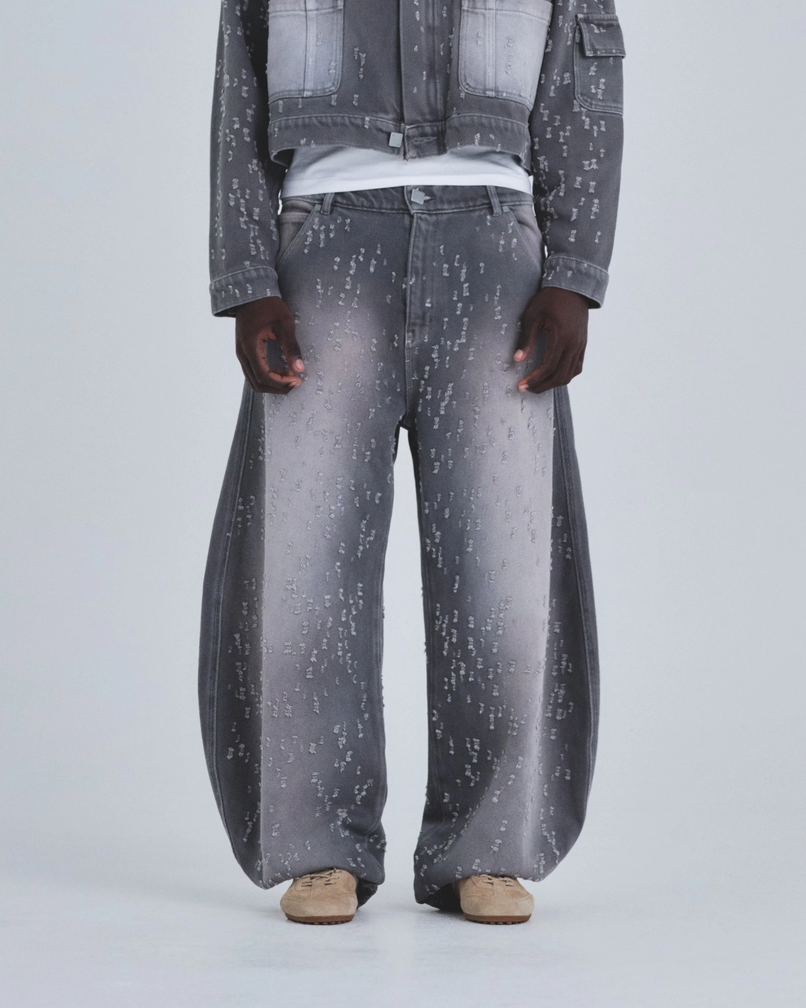 Holy State UNDRGLD Ripped Barrel Jeans Washed Gray - Image 8