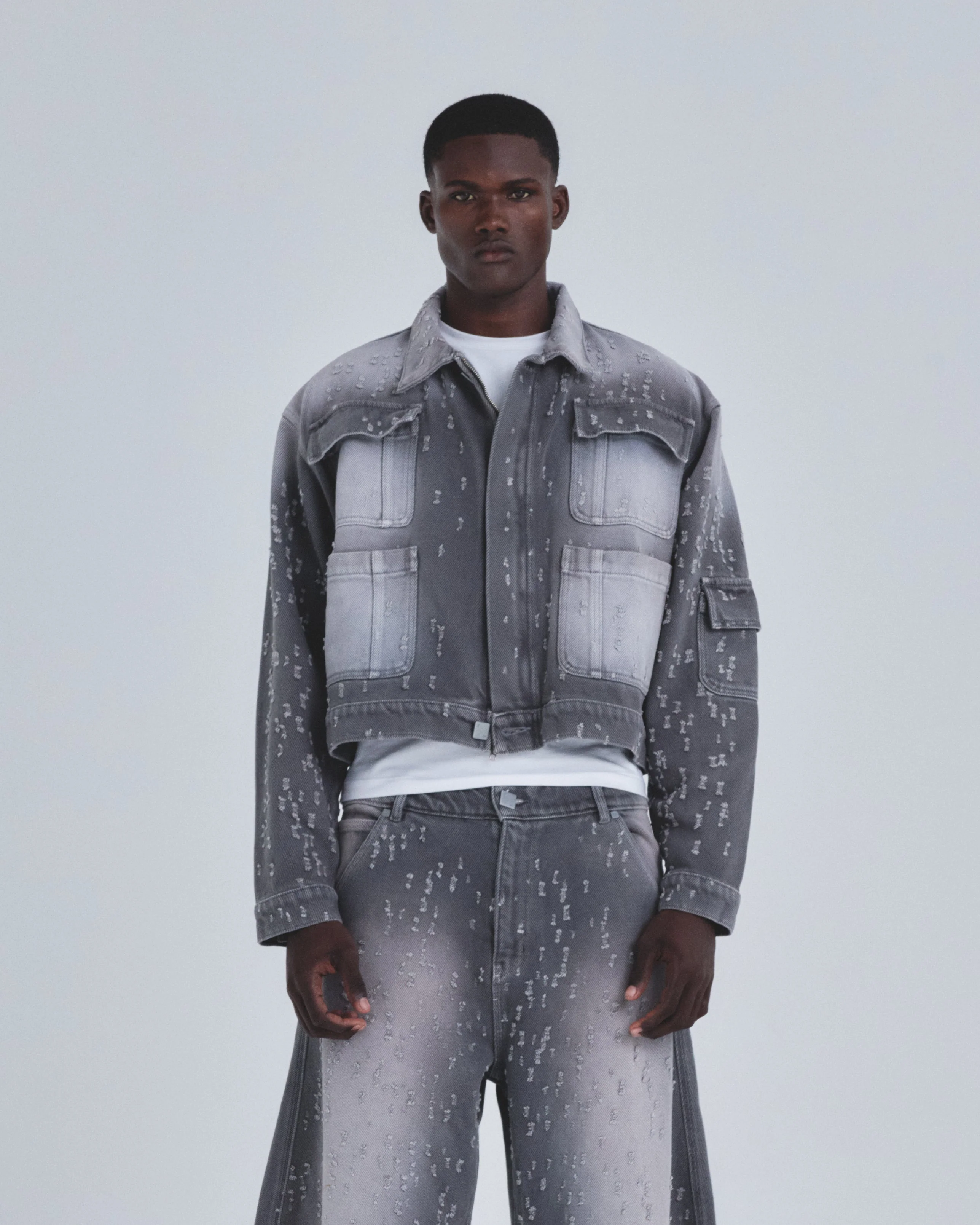 Holy State UNDRGLD Ripped Jacket Washed Gray - Image 2