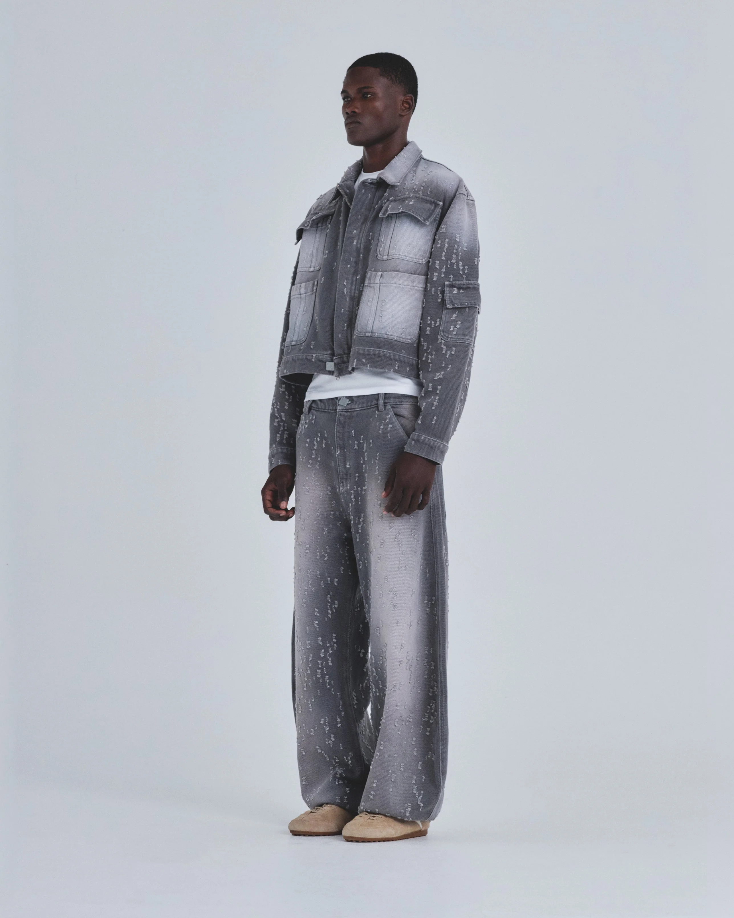 Holy State UNDRGLD Ripped Jacket Washed Gray - Image 5