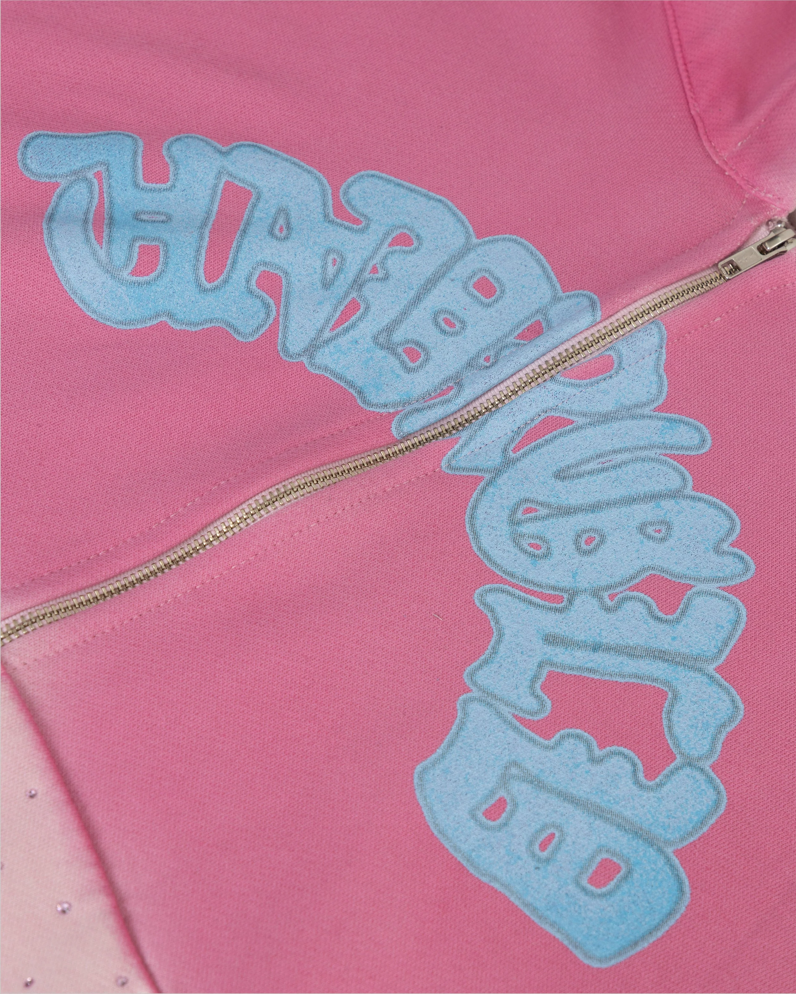 Holy State UNDRGLD Zip Up Boxy Fit Hoodie Faded Pink - Image 4