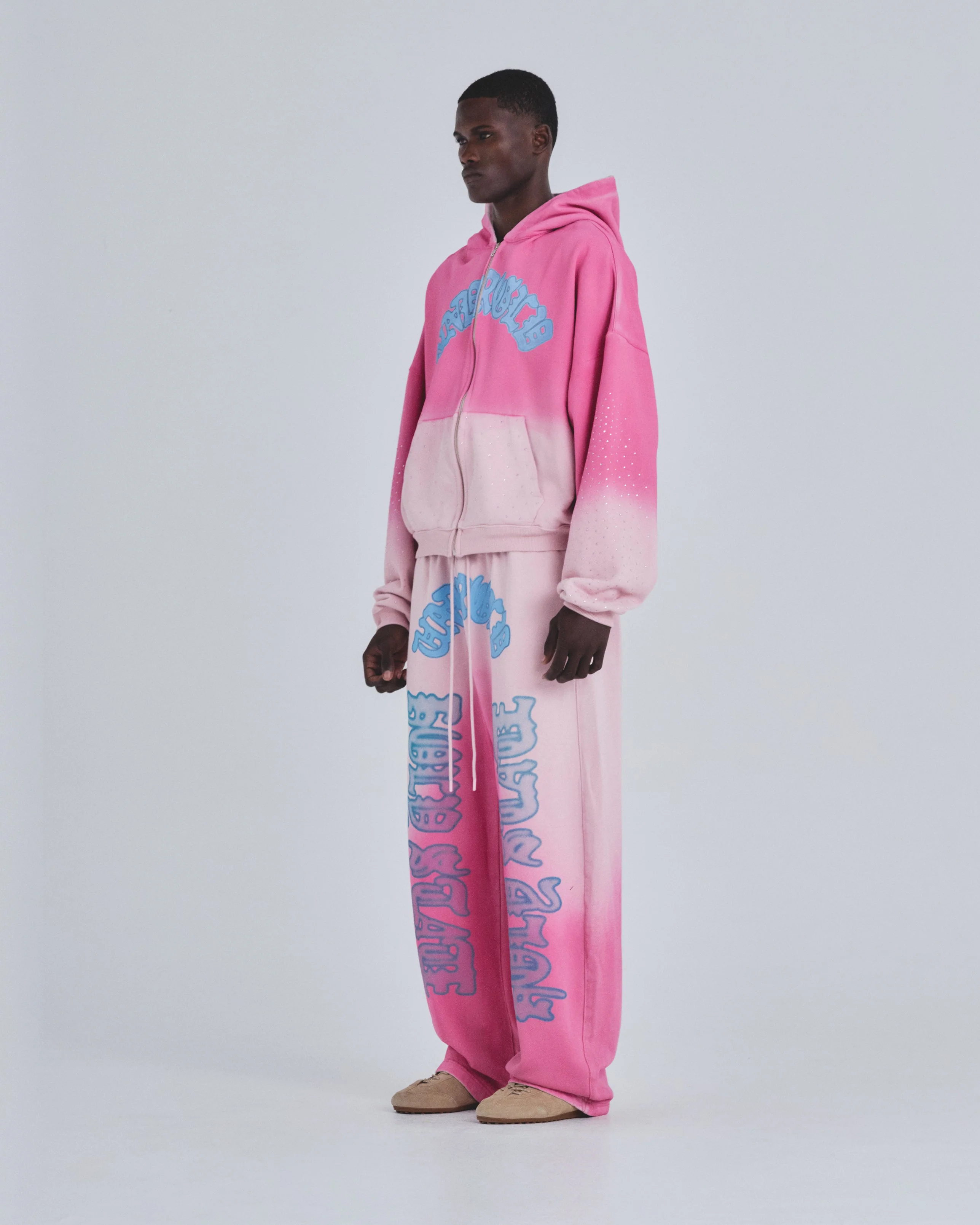 Holy State UNDRGLD Zip Up Boxy Fit Hoodie Faded Pink - Image 5