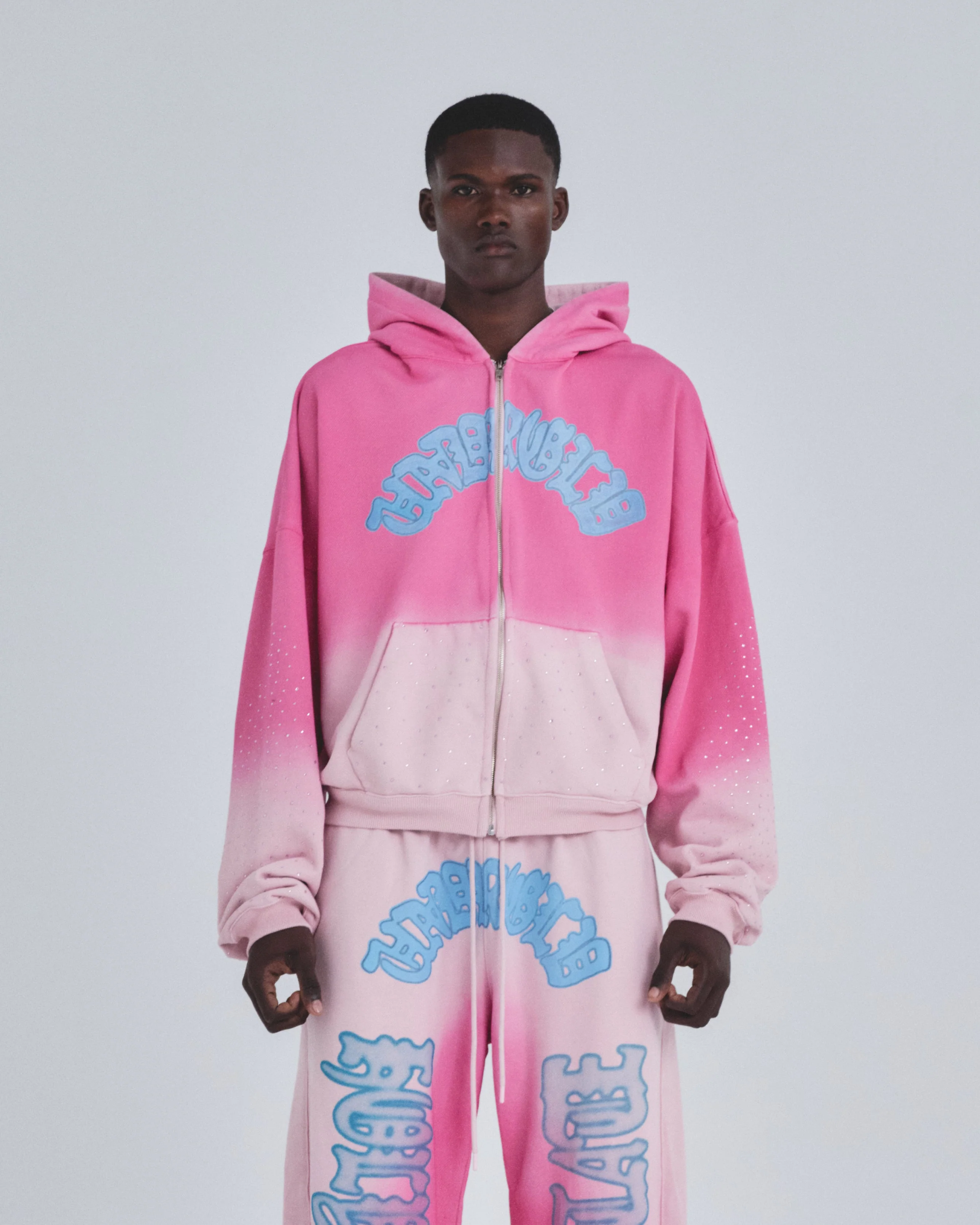 Holy State UNDRGLD Zip Up Boxy Fit Hoodie Faded Pink - Image 8