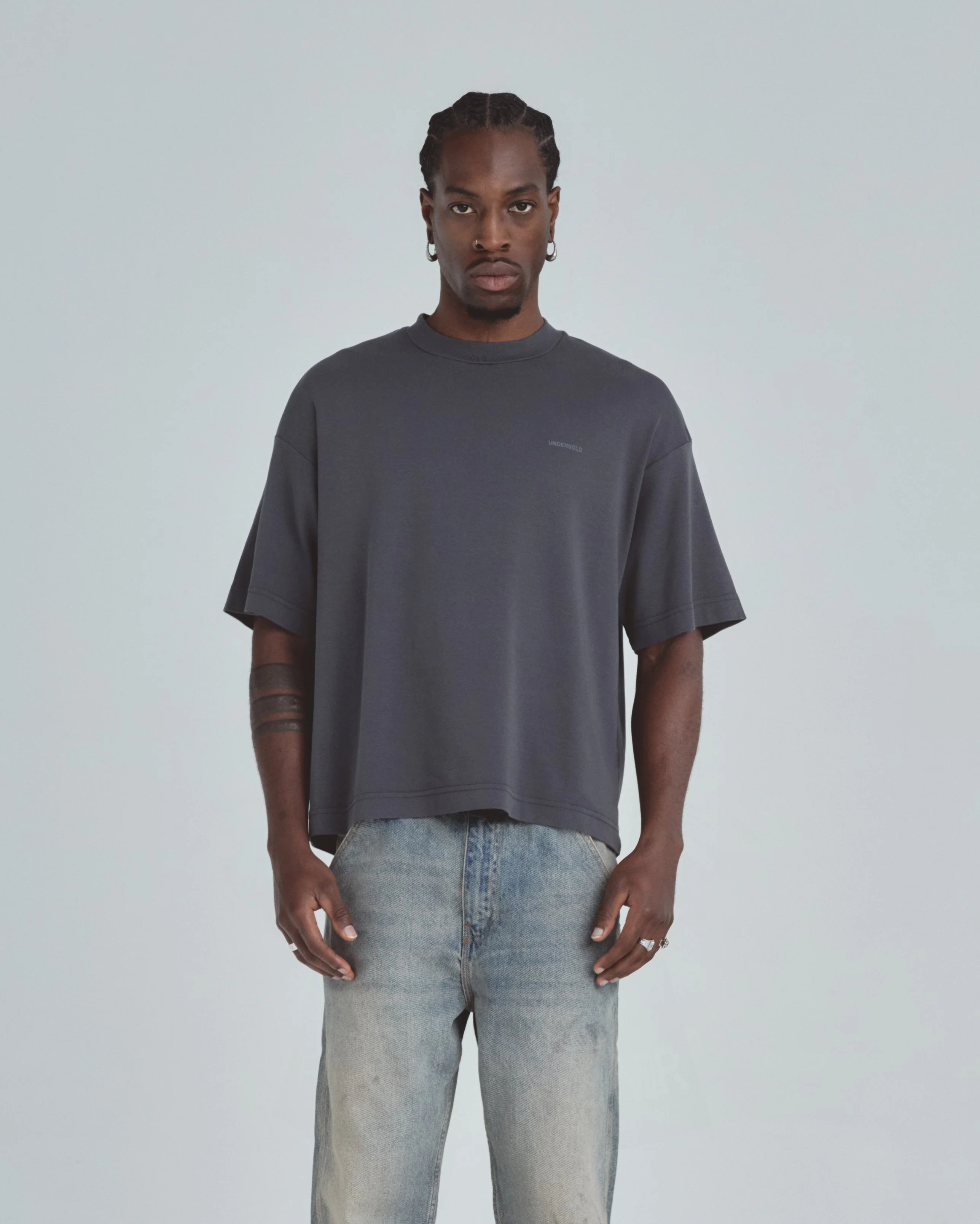Line Basic Boxy Fit Tshirt Dark Gray - Image 2