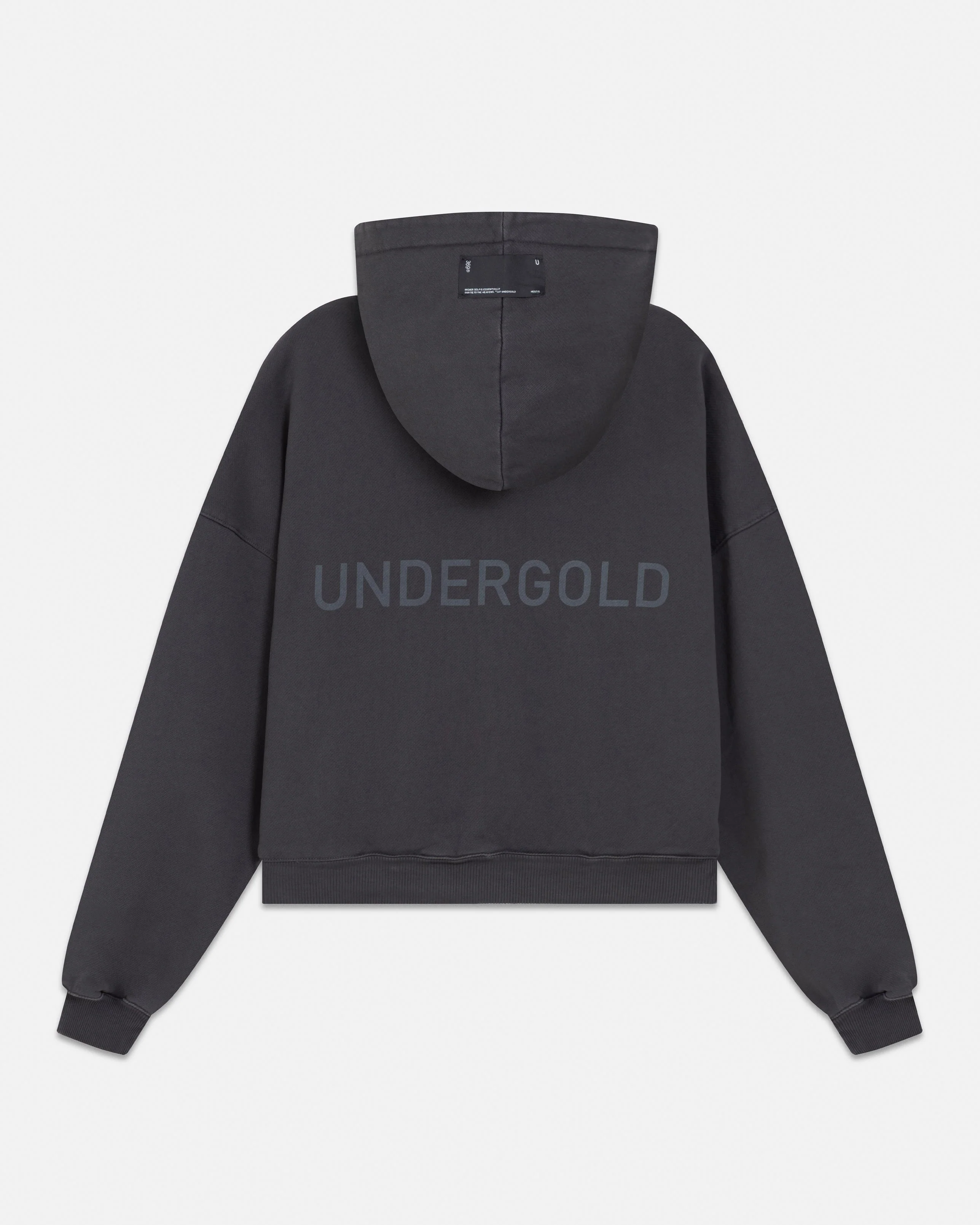Line Basic Boxy Fit Zip Up Hoodie Dark Gray - Image 3