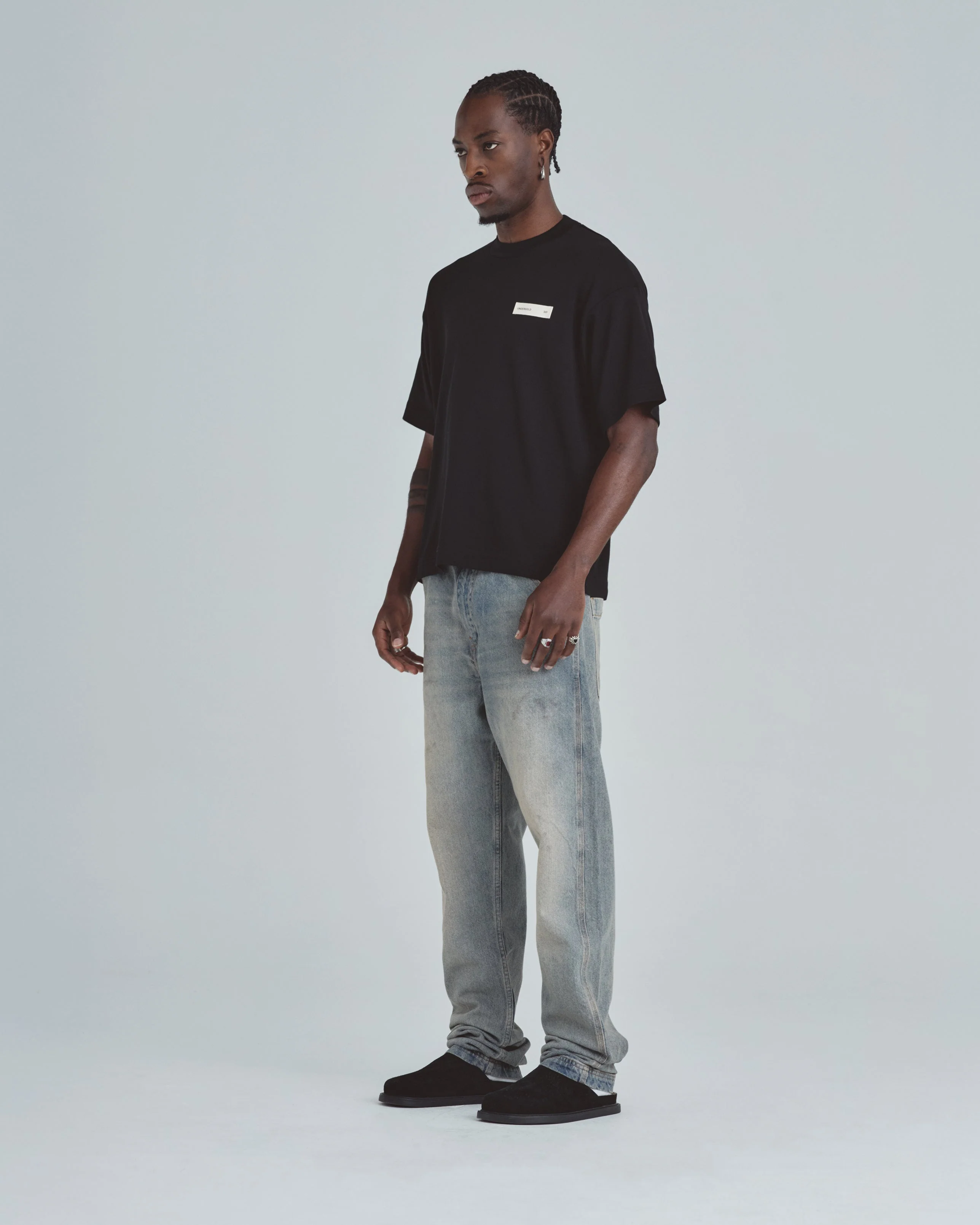 Line Basic Label Boxy Fit Tshirt Black - Image 5