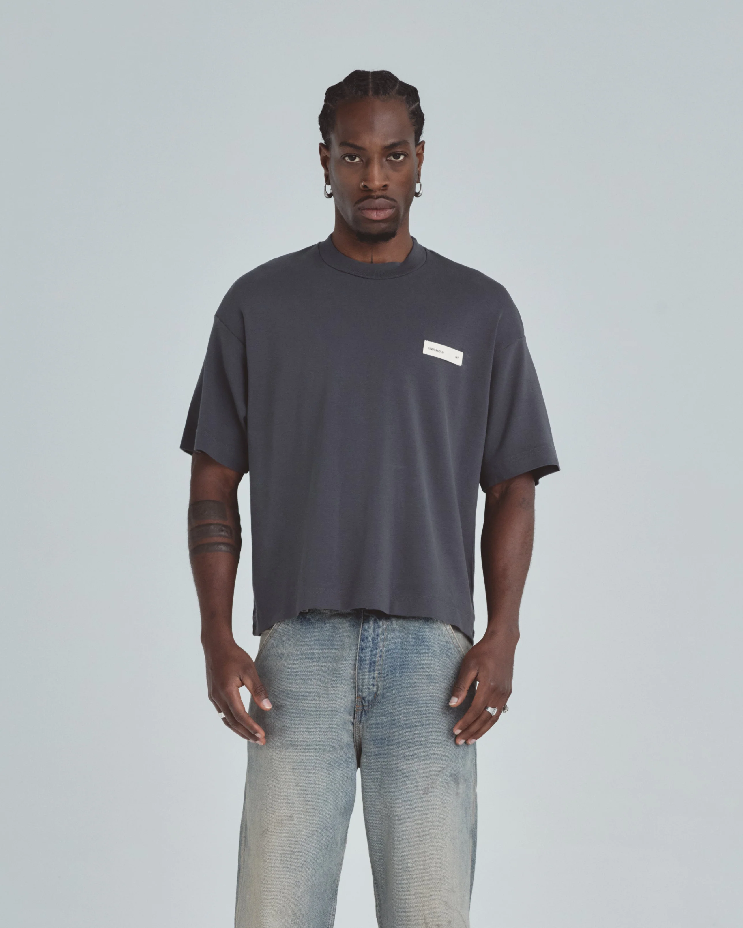 Line Basic Label Boxy Fit Tshirt Vintage Gray - Image 8