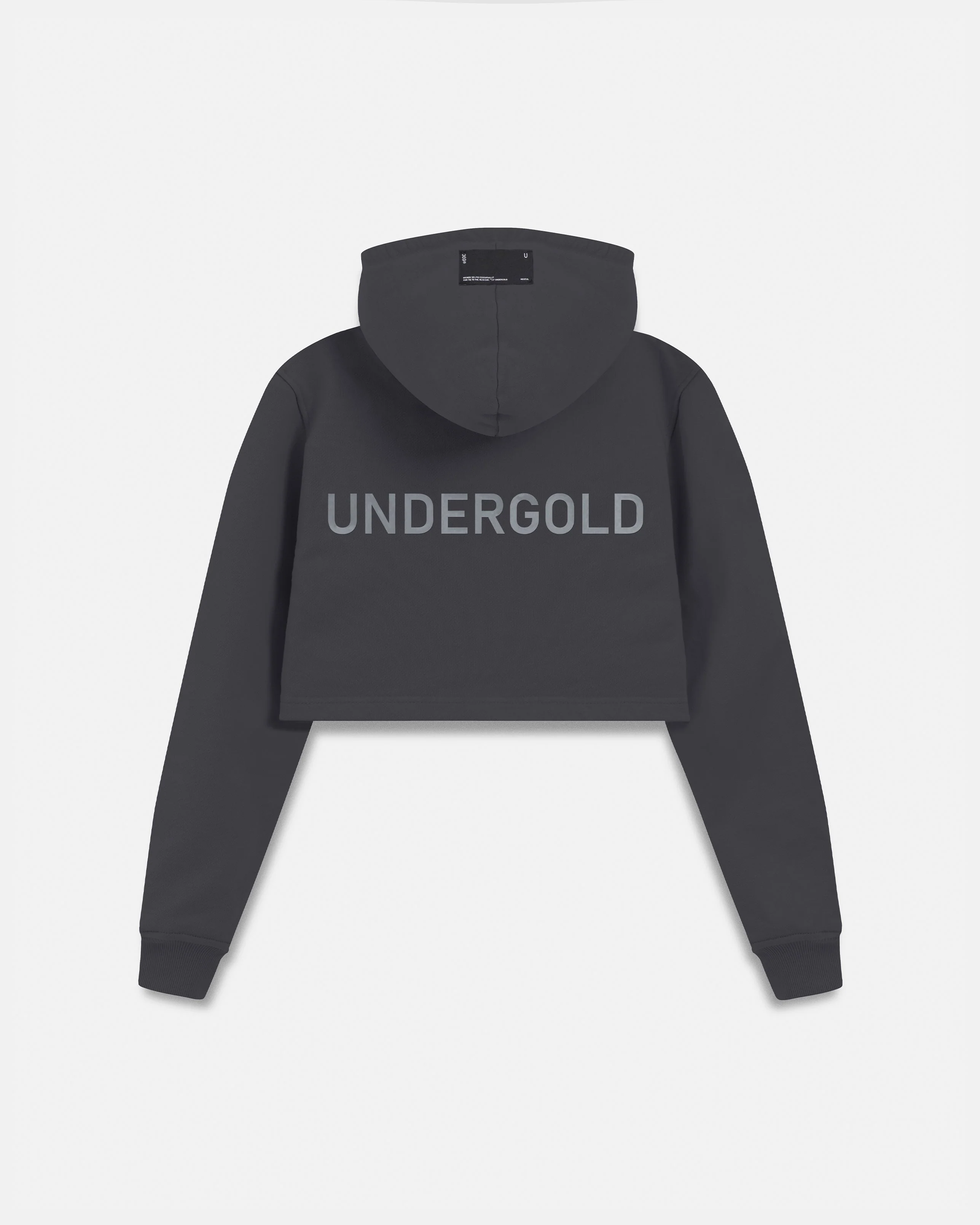 Line Basic Slim Fit Zip Up Cropped Hoodie Dark Gray