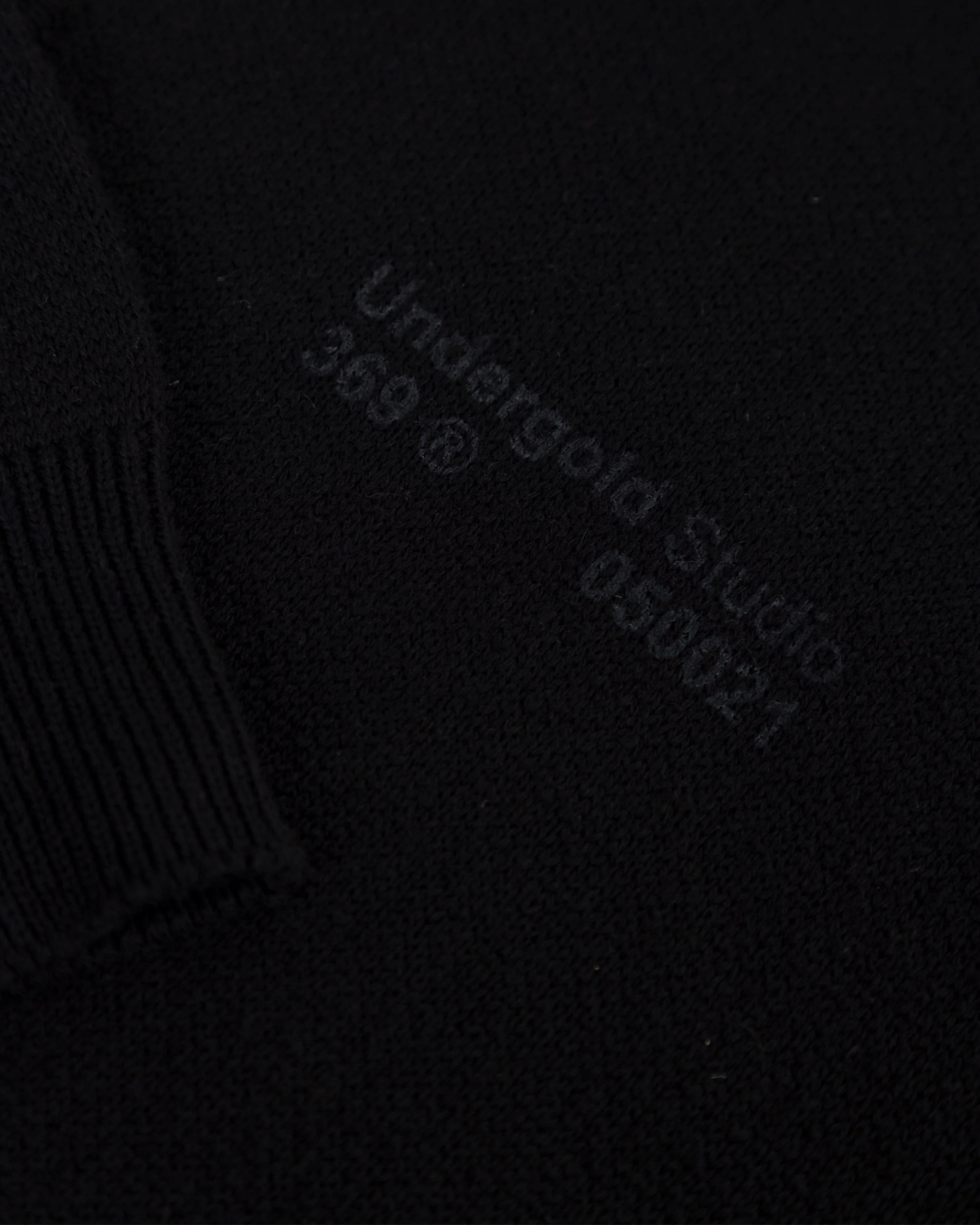 Line Knit Zip Up Long Sleeve Polo Shirt Black - Image 4