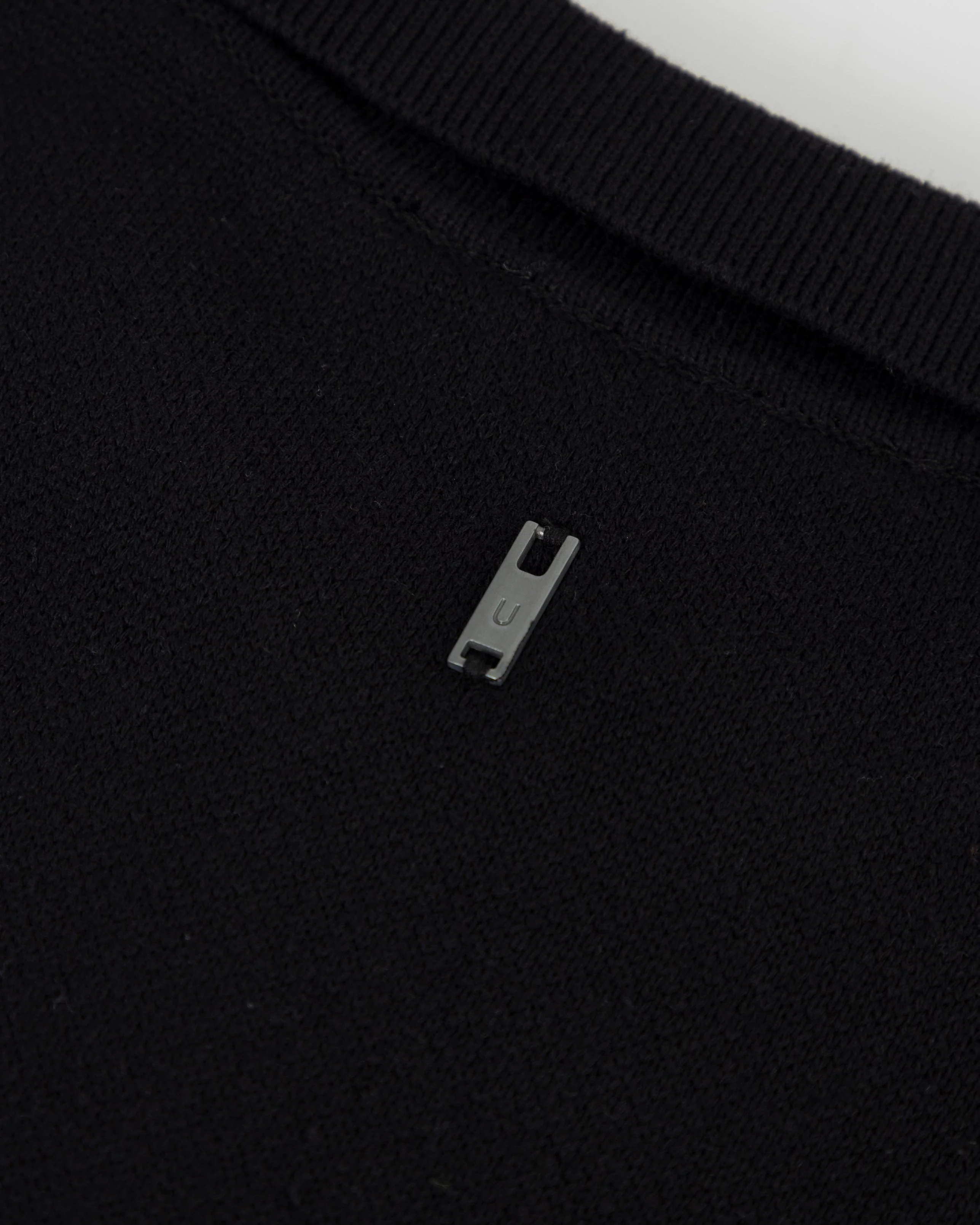 Line Knit Zip Up Long Sleeve Polo Shirt Black - Image 5