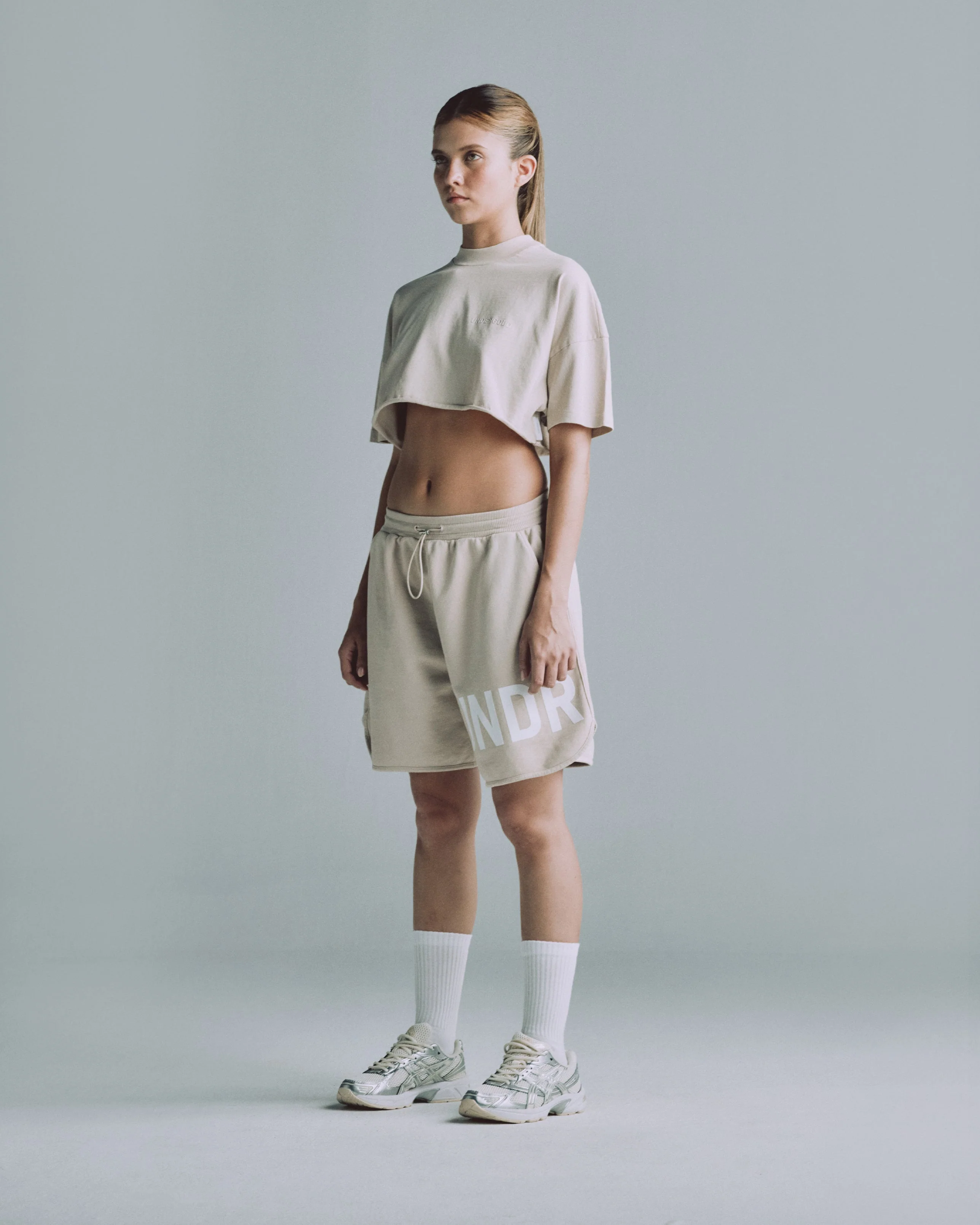 Line Logo Crop Top Cream - Image 4