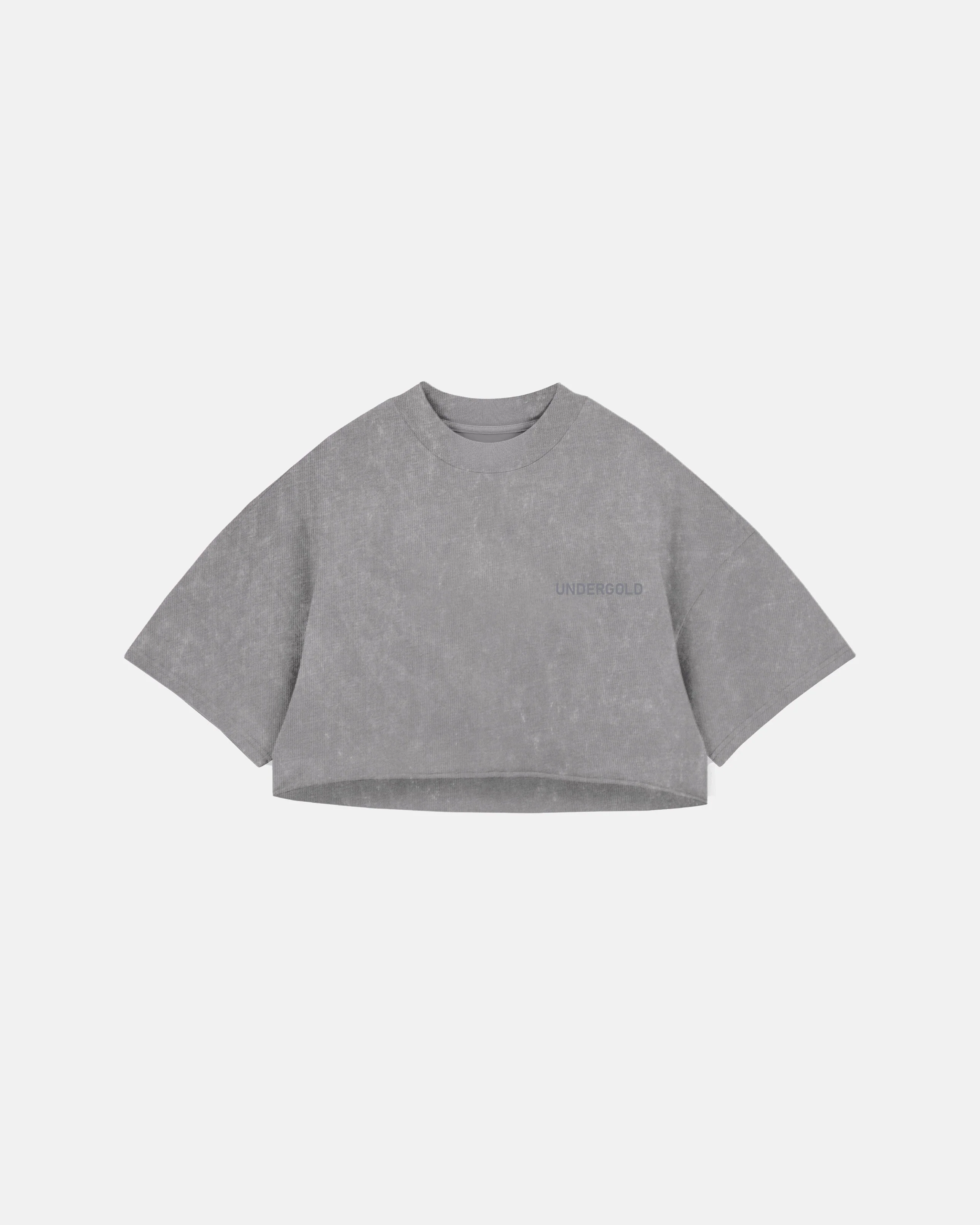Line Logo Crop Top Washed Gray - Image 3
