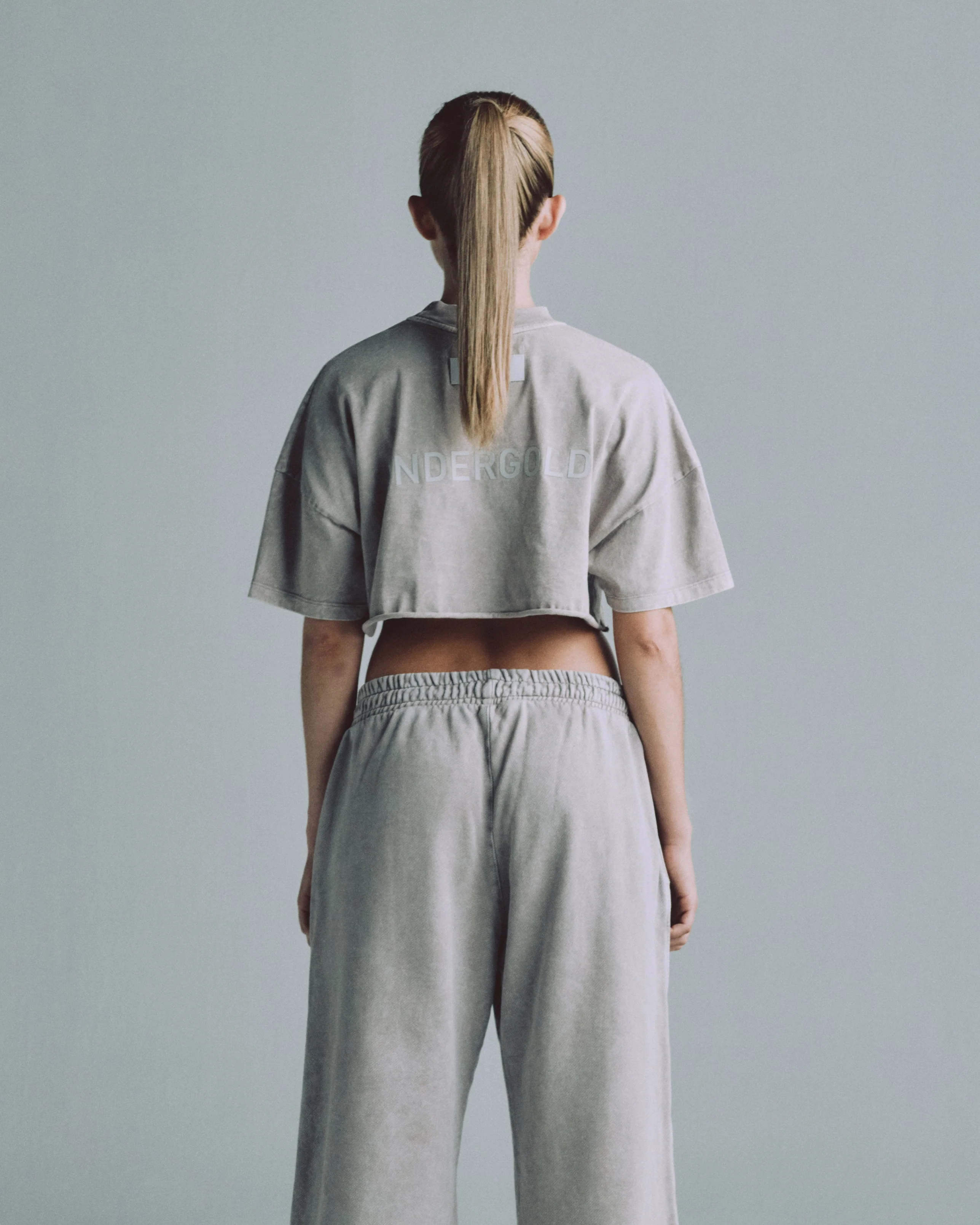 Line Logo Crop Top Washed Gray - Image 5