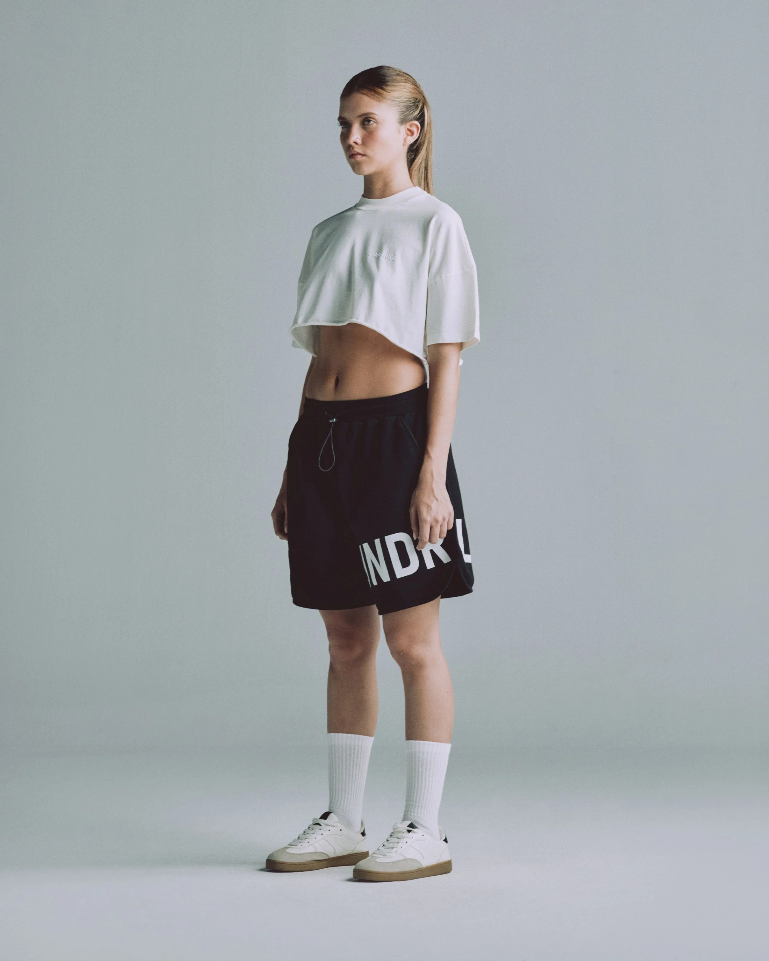 Line Logo Crop Top White - Image 5