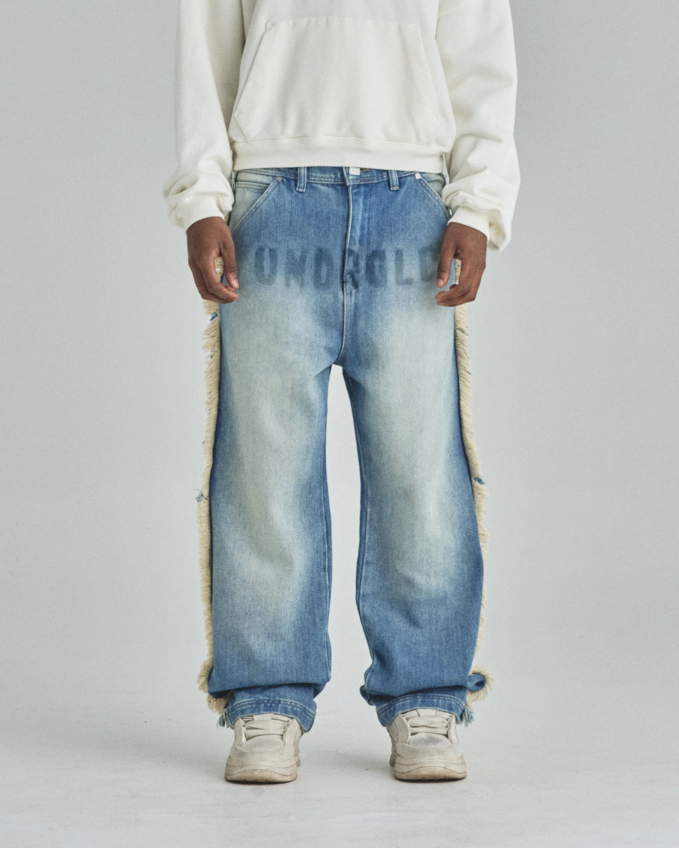 Spring UNDRGLD Frayed Wide Jeans Blue - Image 8