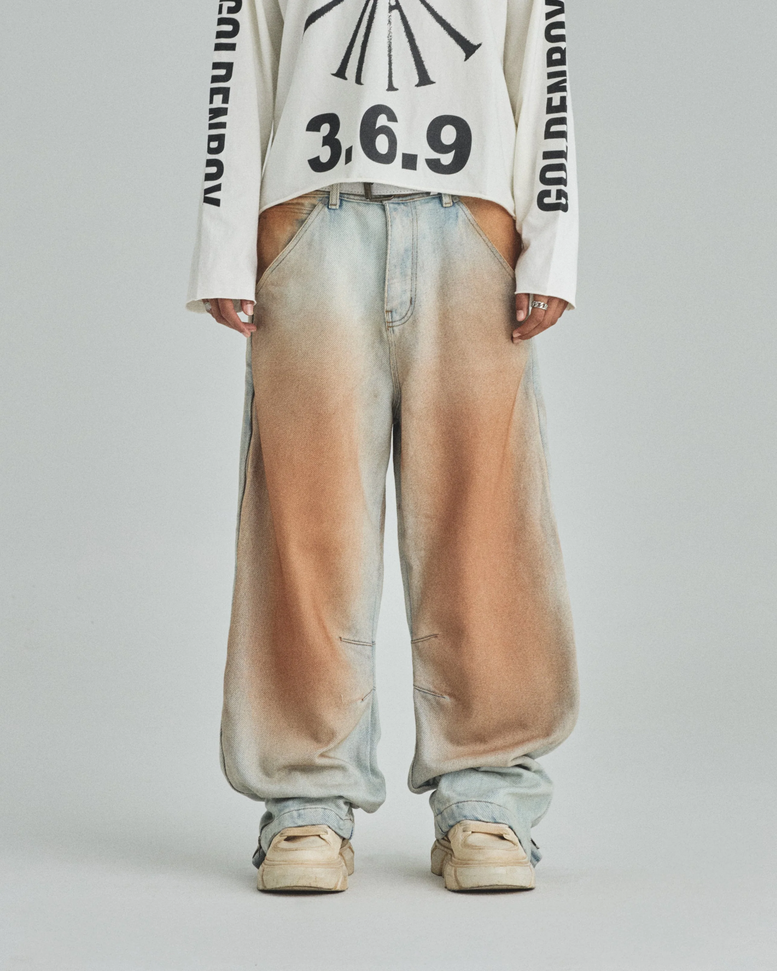 Spring UNDRGLD Zip Up Wide Jeans Brown - Image 2