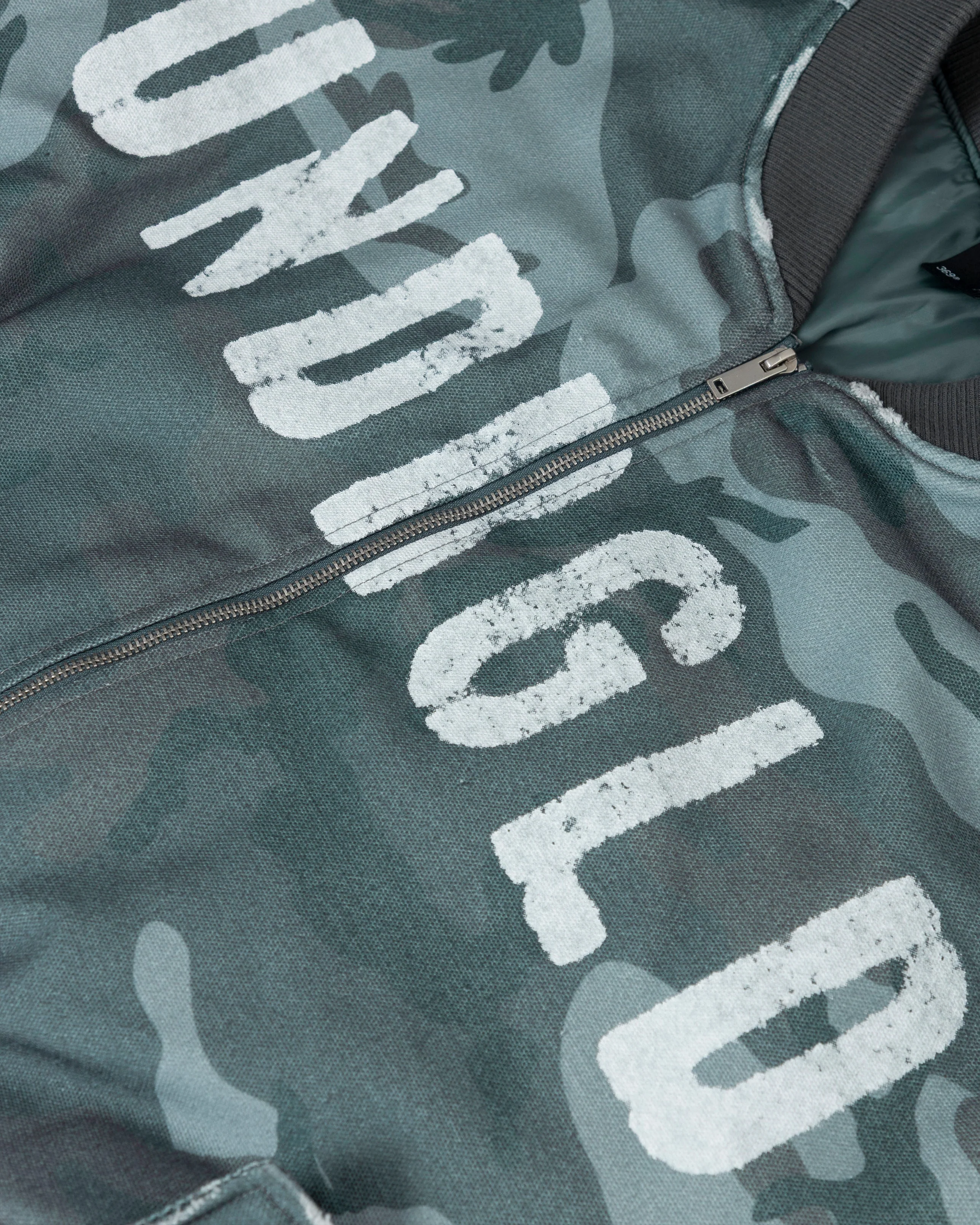 Holy State Worn Logo Bomber Jacket Gray Camo - Image 4