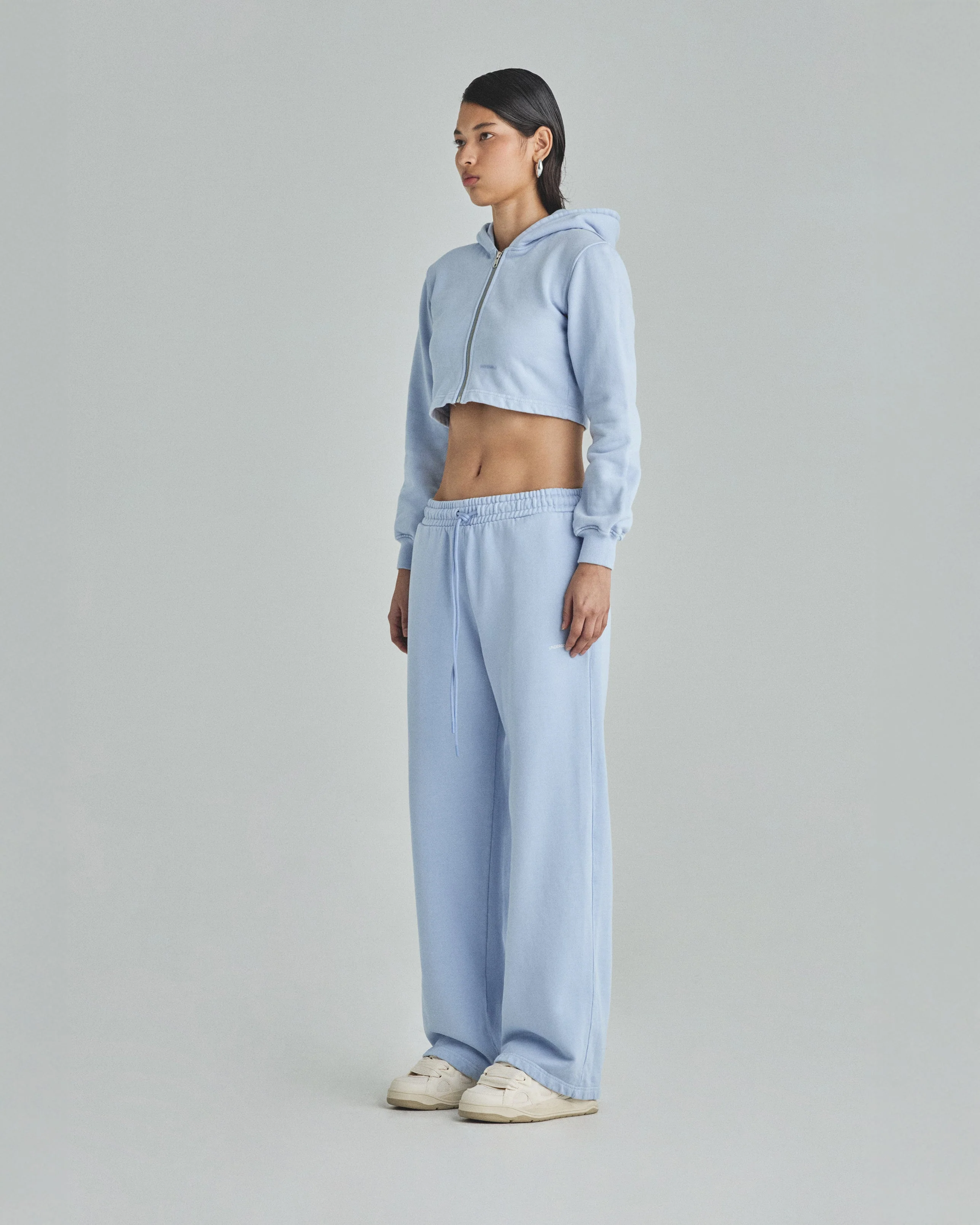 W Basics Undergold Zip Up Slim Fit Hoodie Light Blue - Image 5
