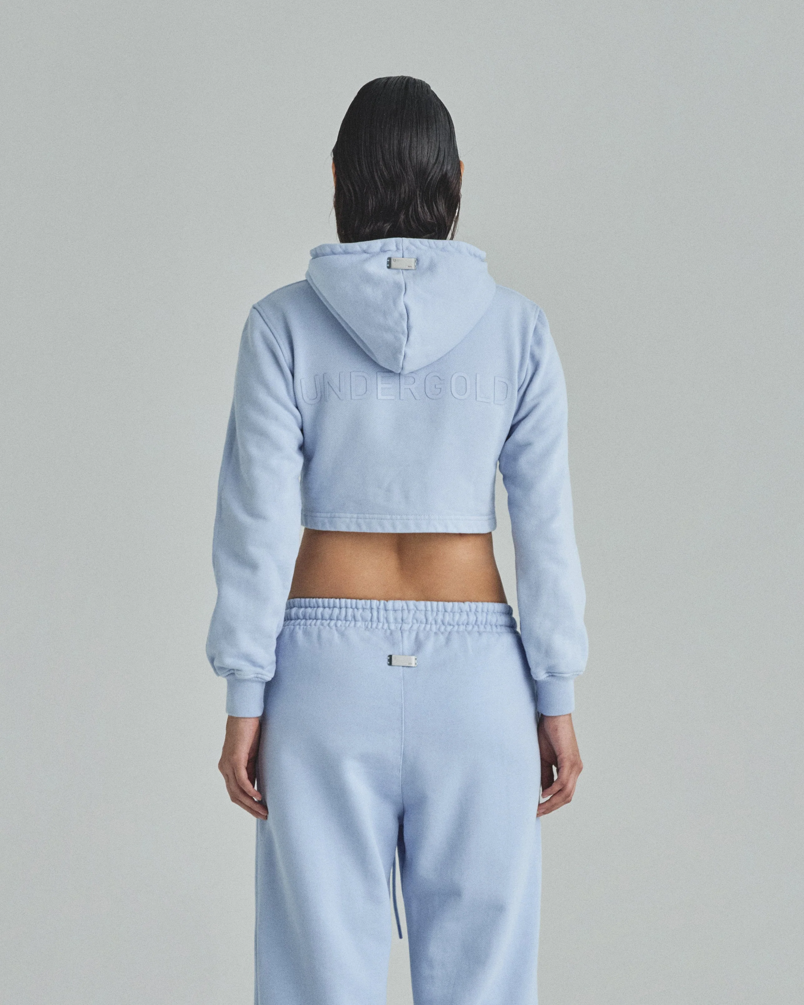 W Basics Undergold Zip Up Slim Fit Hoodie Light Blue - Image 7