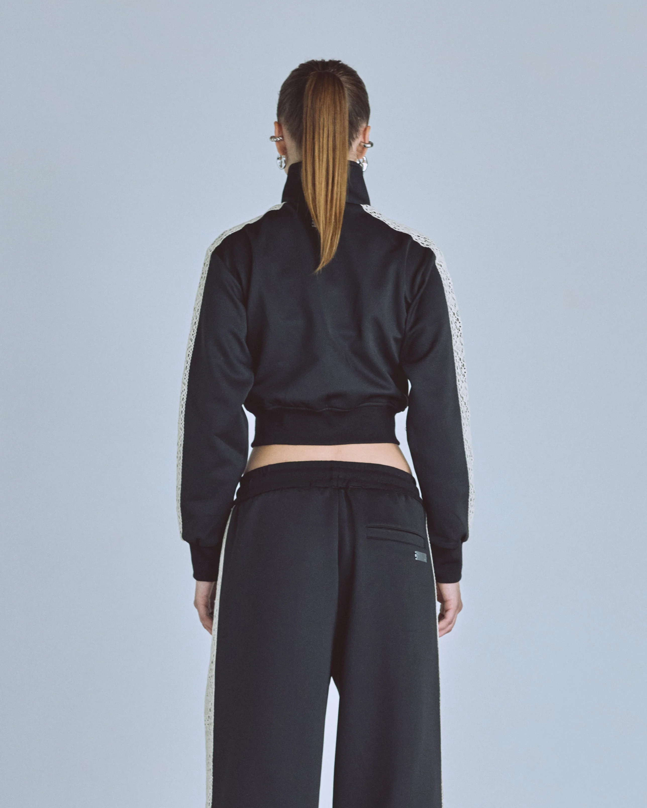 W Basics Undgld Lace-panel Track Jacket Black - Image 7