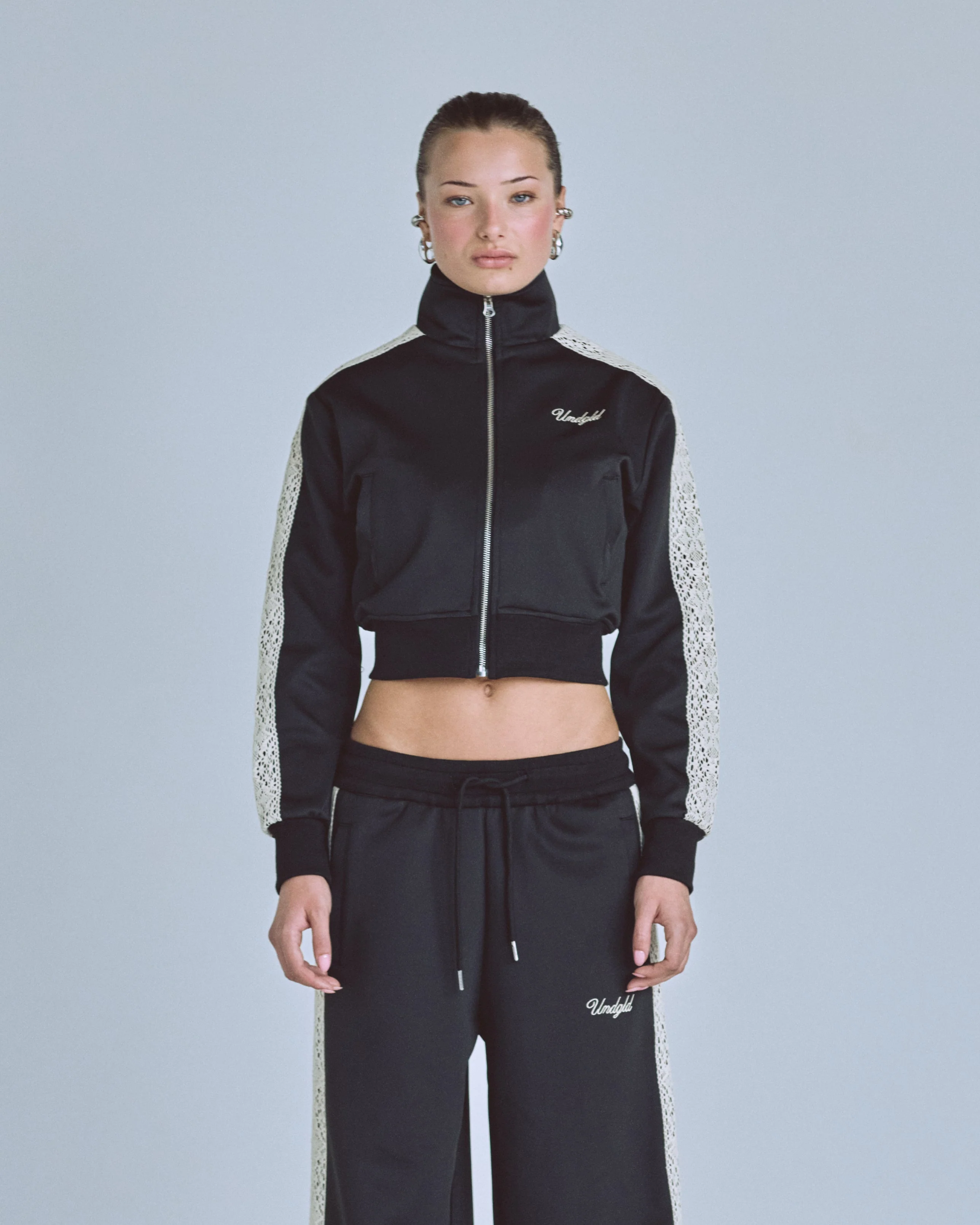 W Basics Undgld Lace-panel Track Jacket Black - Image 8