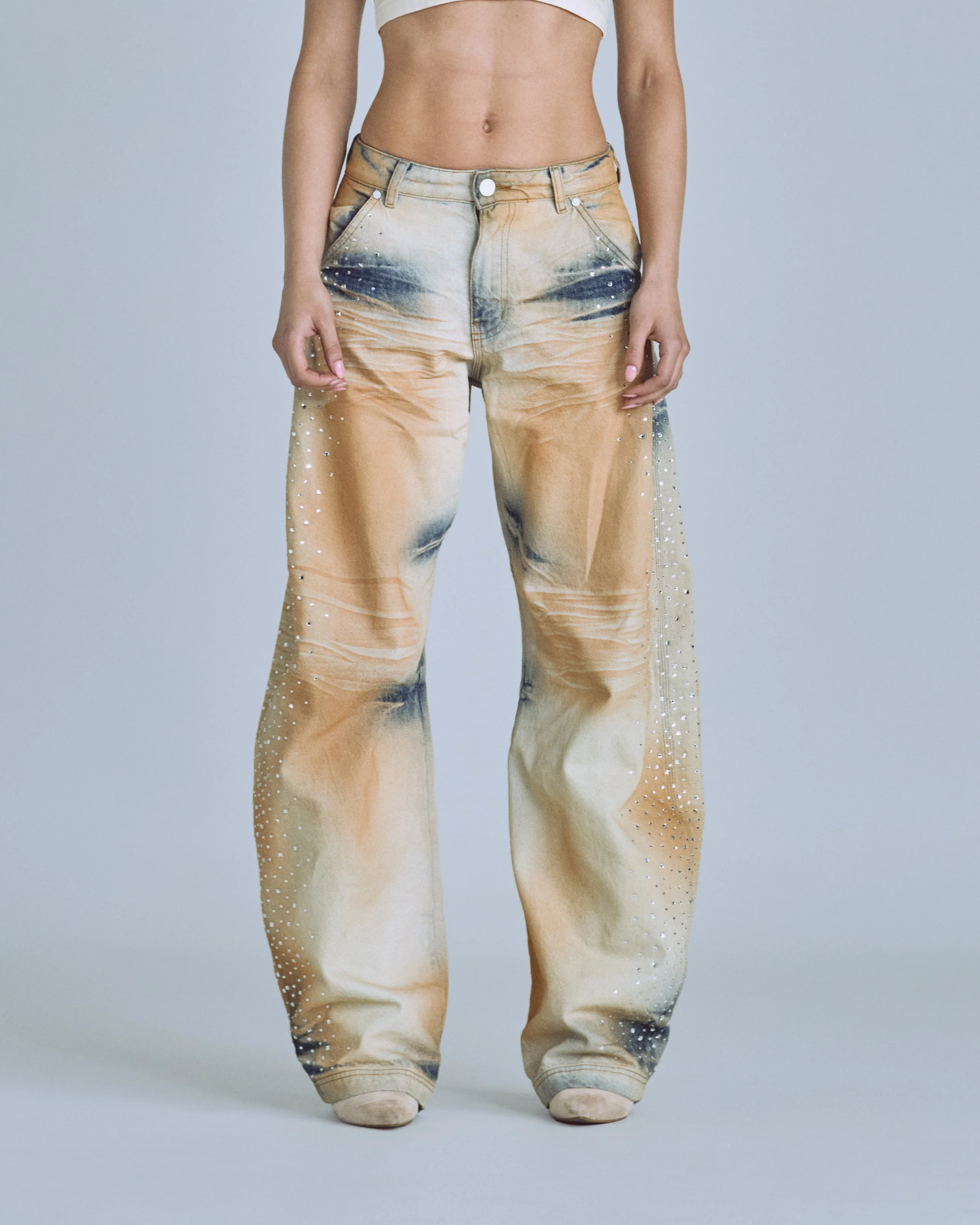 W Golden Heritage Pearled Barrel Jeans Oasis Blue - Image 2