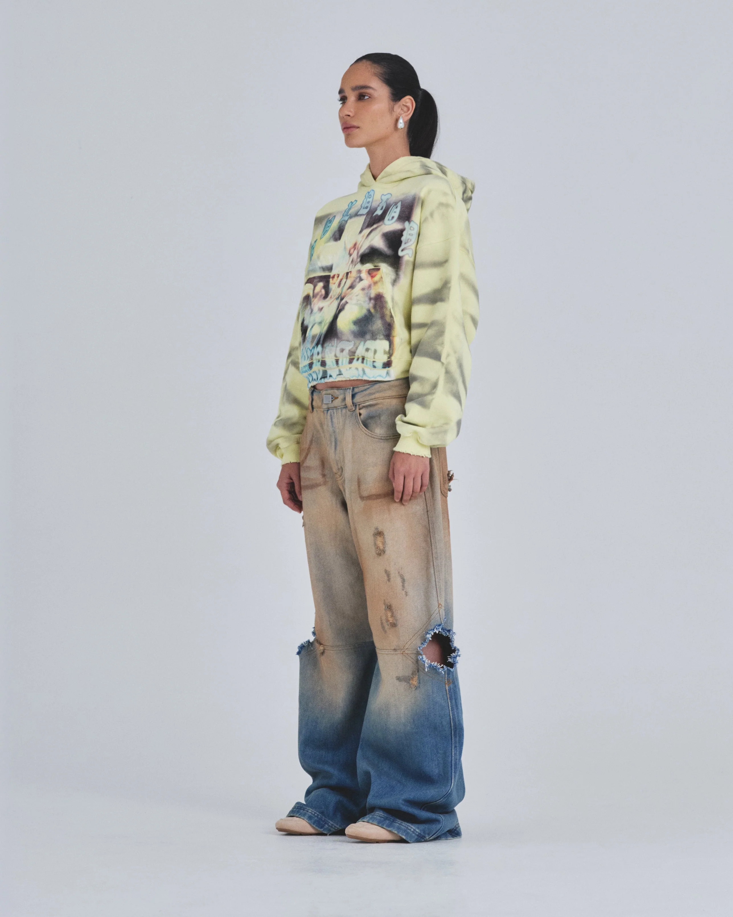 W Holy State Divinity Boxy Fit Hoodie Aged Yellow - Image 5