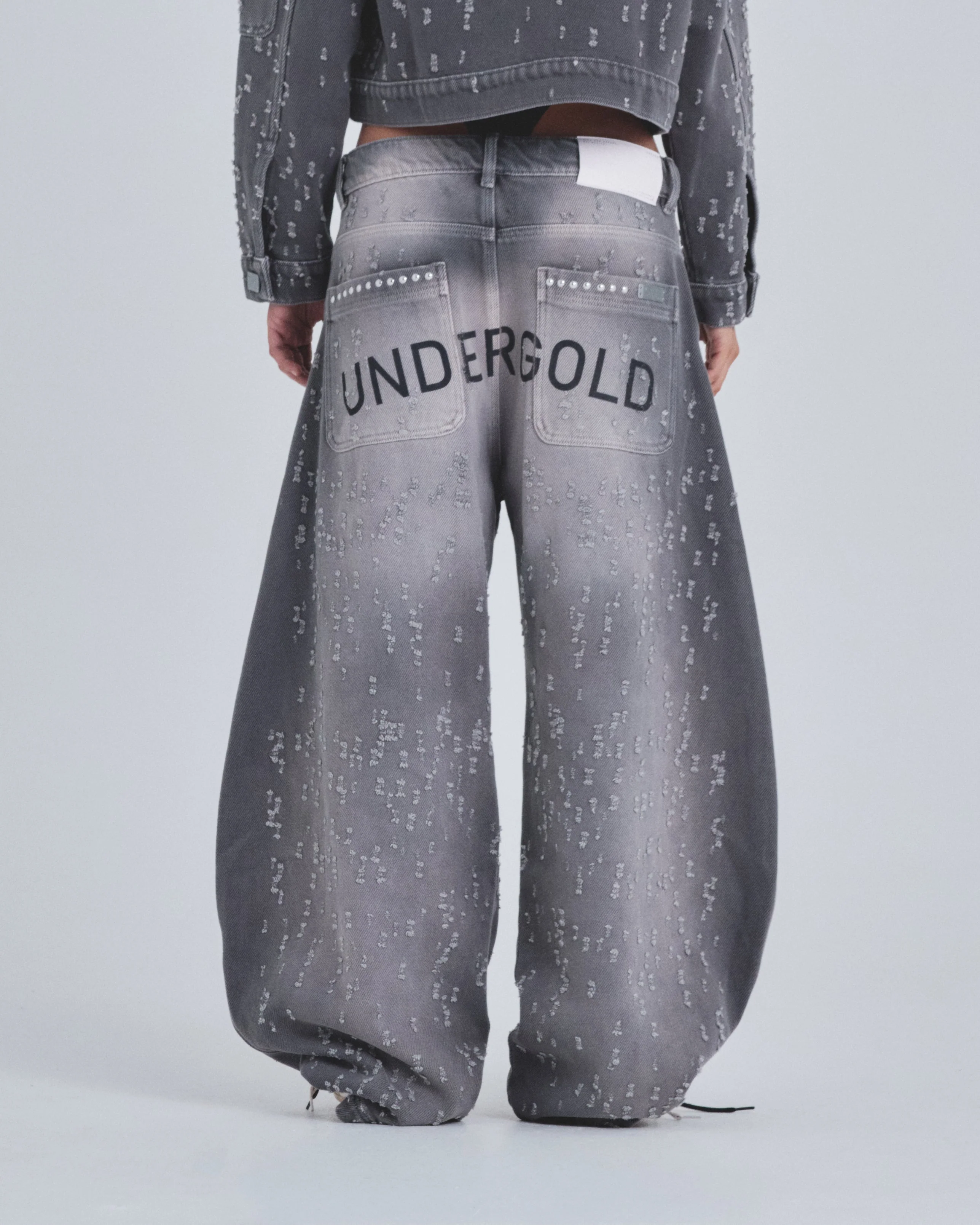 W Holy State Ripped Wide Jeans Washed Gray - Image 7