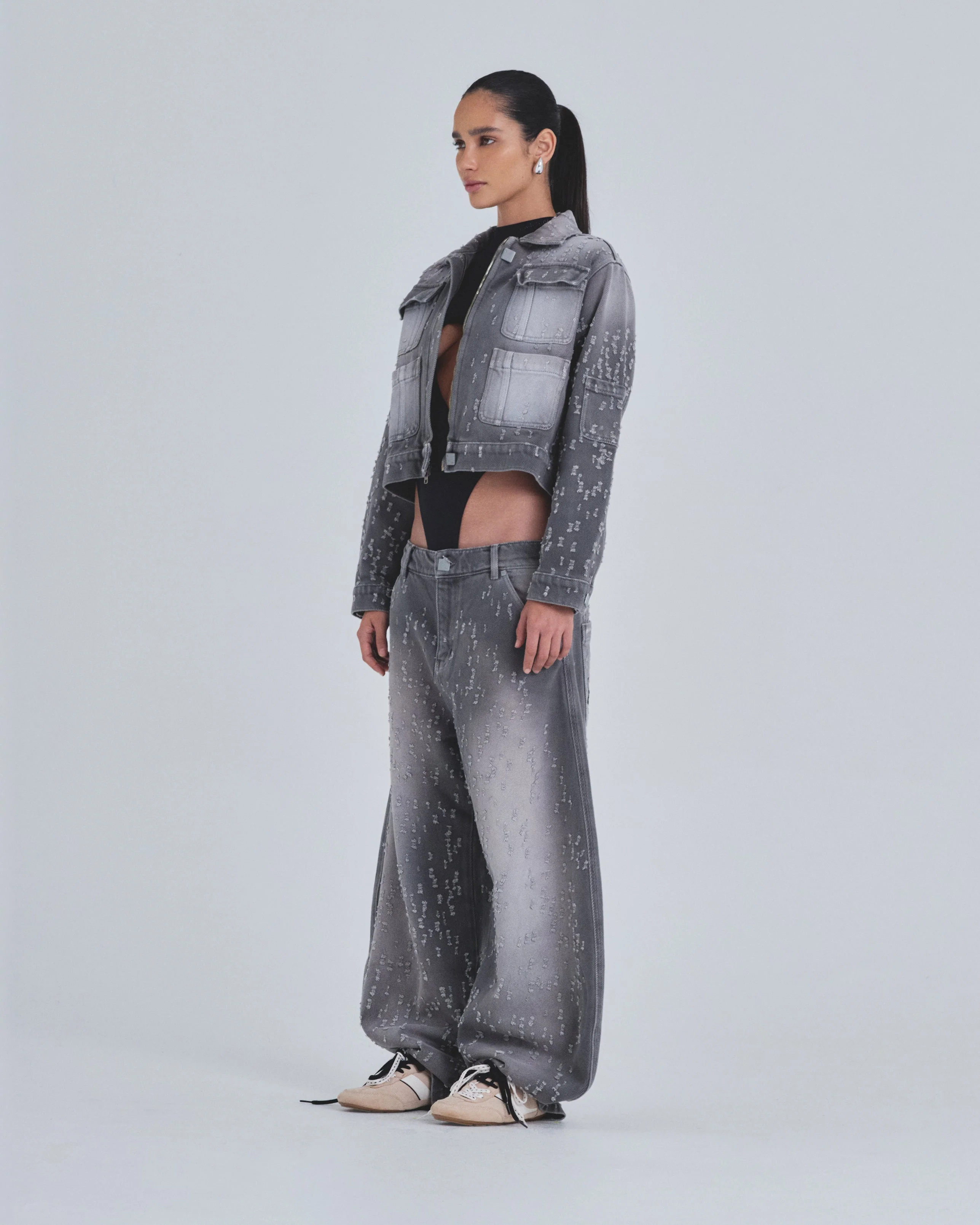 W Holy State UNDRGLD Ripped Jacket Washed Gray - Image 5