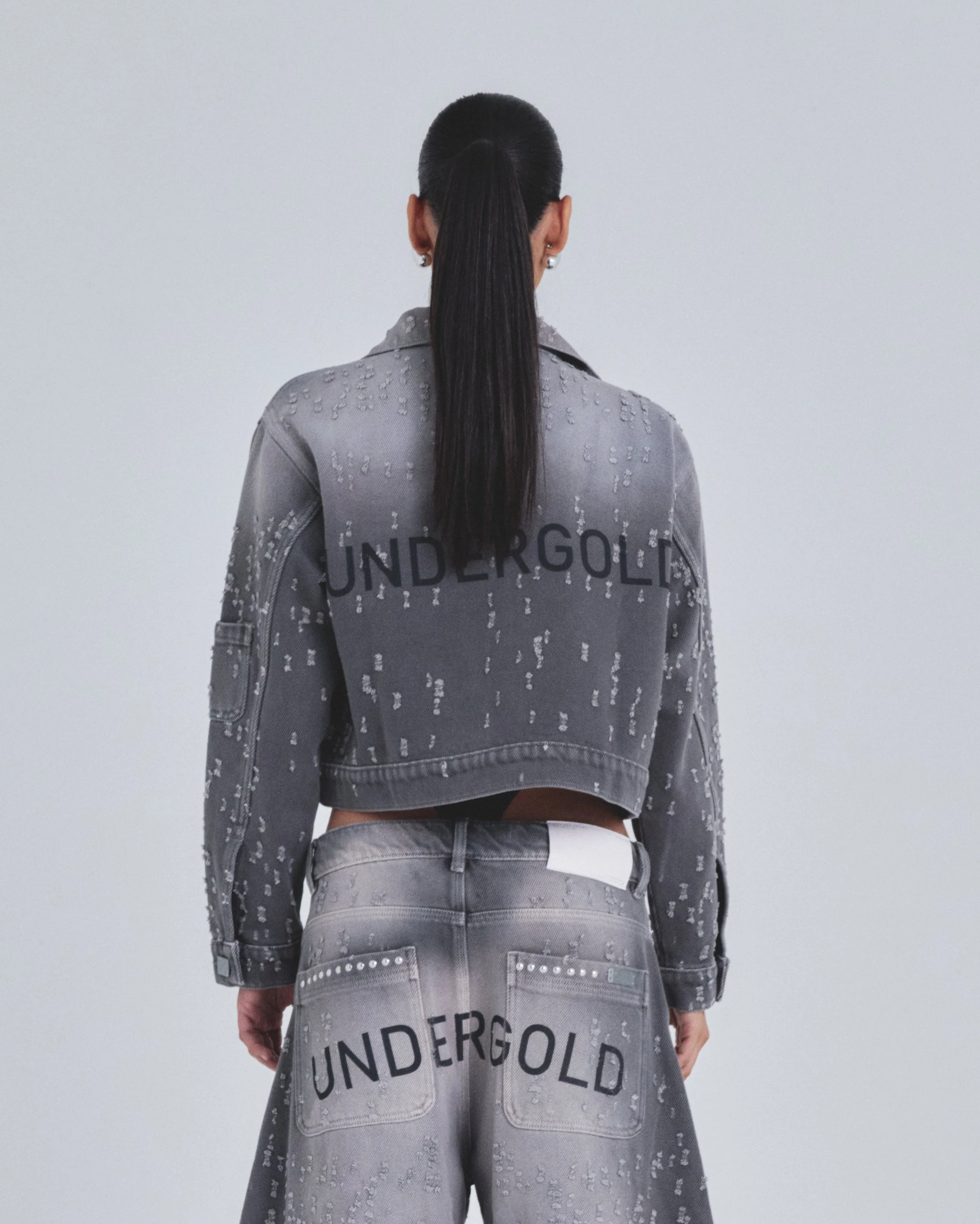 W Holy State UNDRGLD Ripped Jacket Washed Gray - Image 7