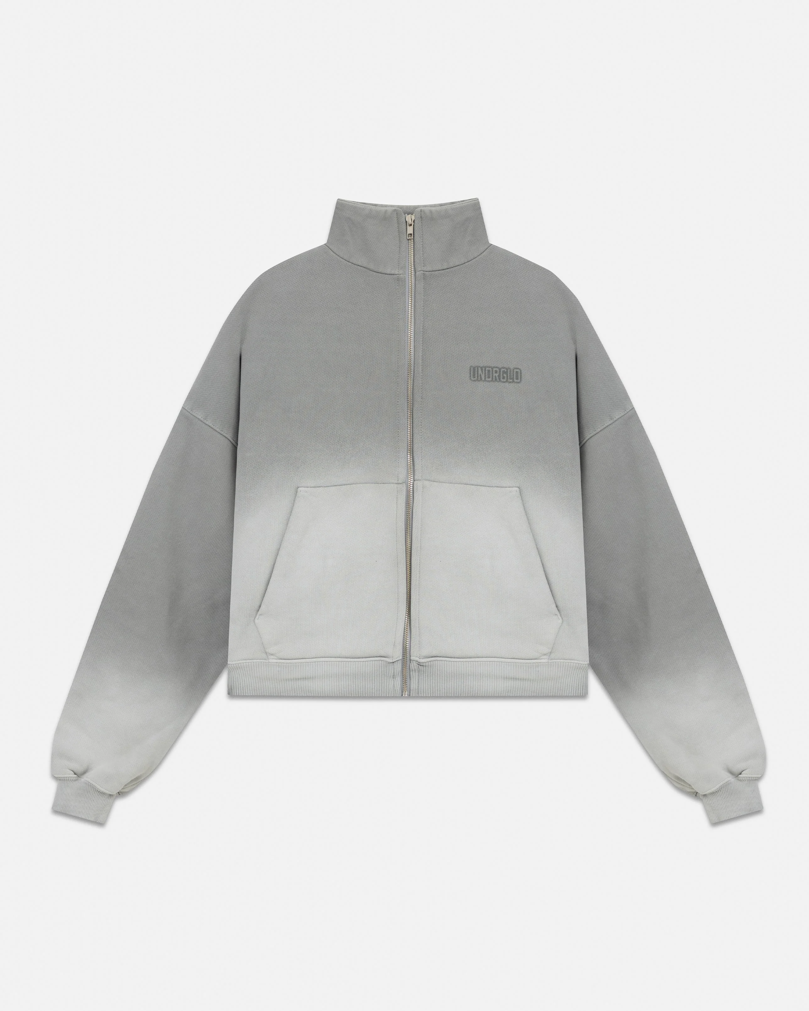 W Holy State UNDRGLD Turtle Neck Boxy Fit Hoodie Faded Gray