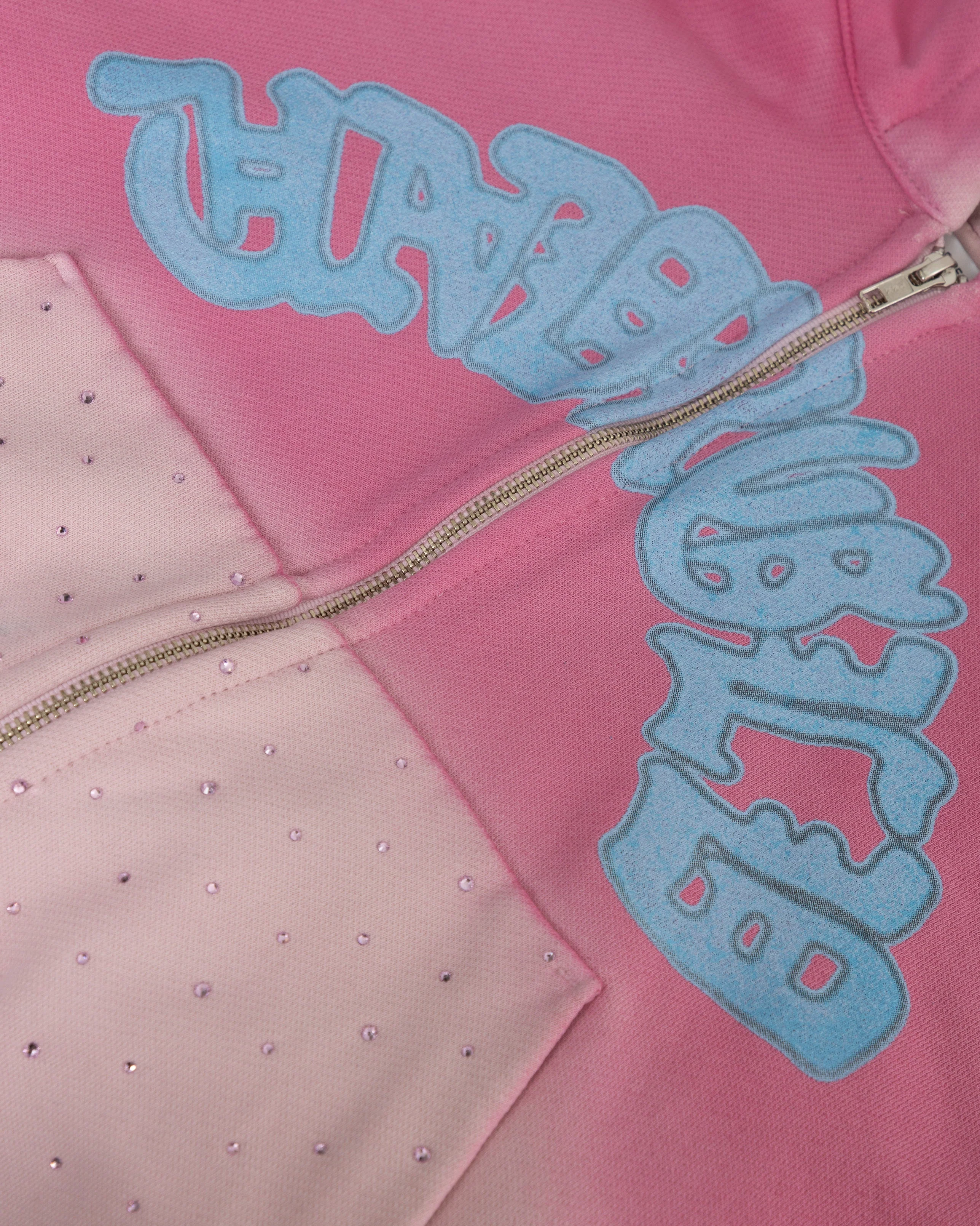 W Holy State UNDRGLD Zip Up Boxy Fit Hoodie Faded Pink - Image 4