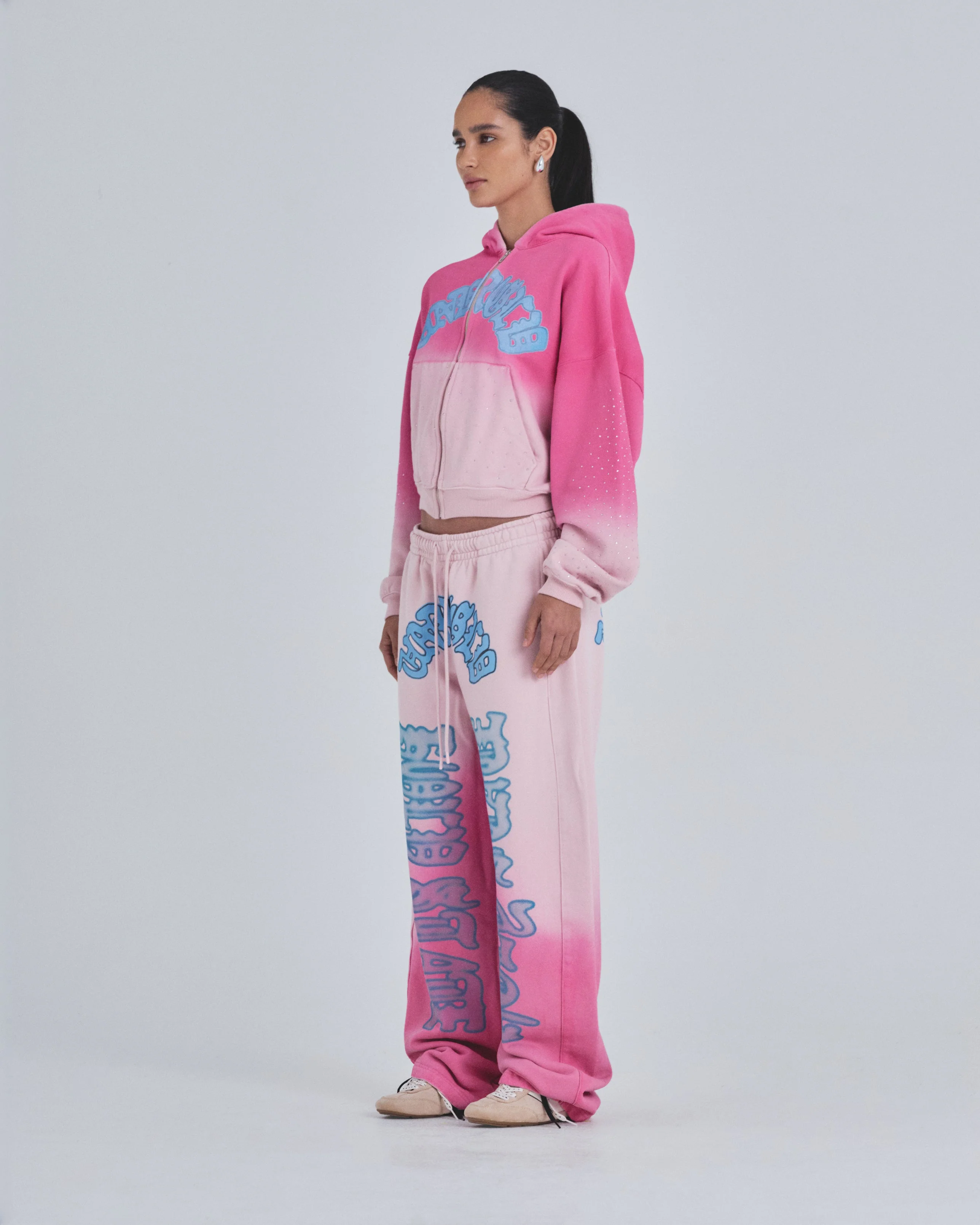 W Holy State UNDRGLD Zip Up Boxy Fit Hoodie Faded Pink - Image 5