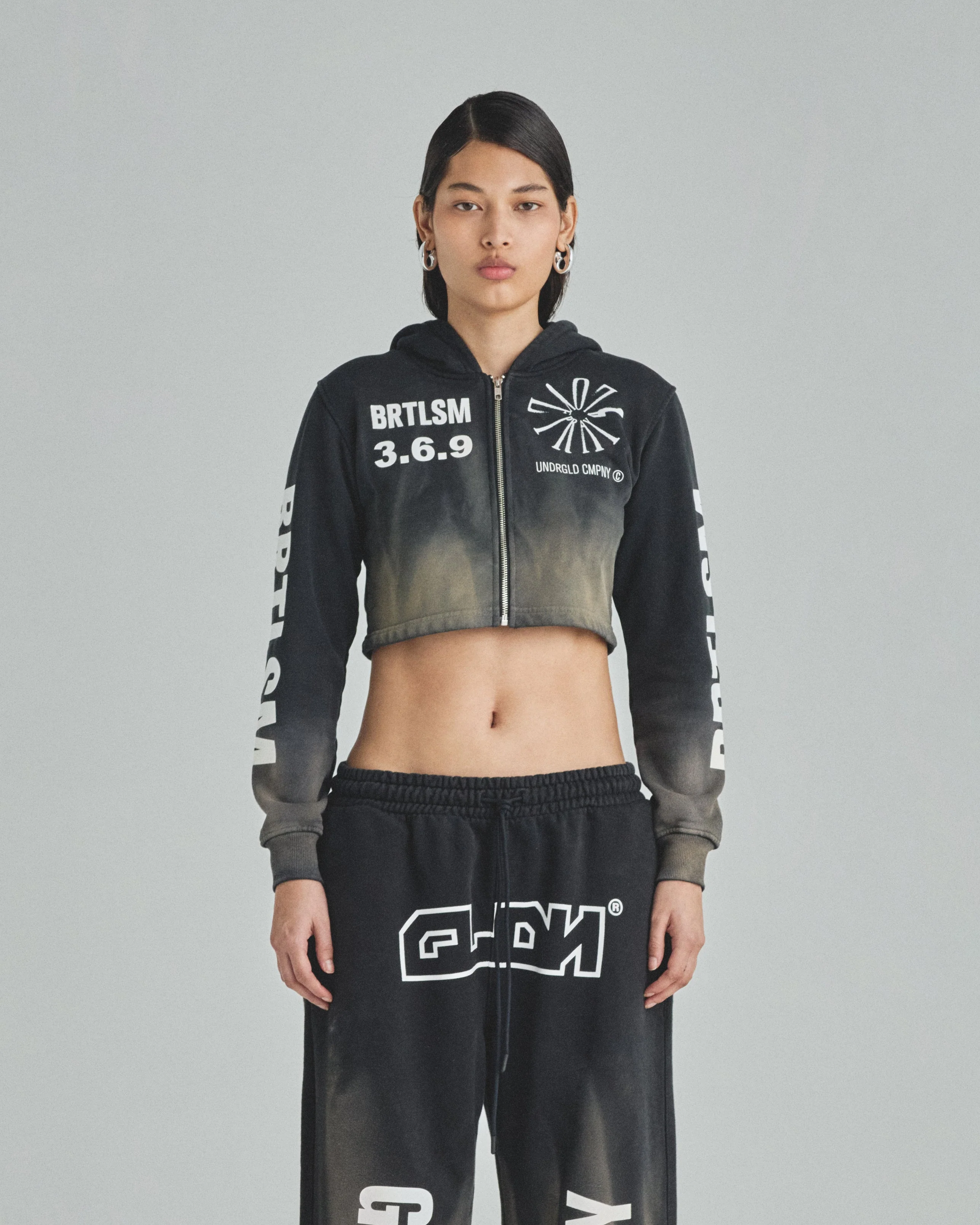 W Spring Pray 4 Love Zip Up Slim Fit Hoodie Sandblast Gray Flame - Image 2