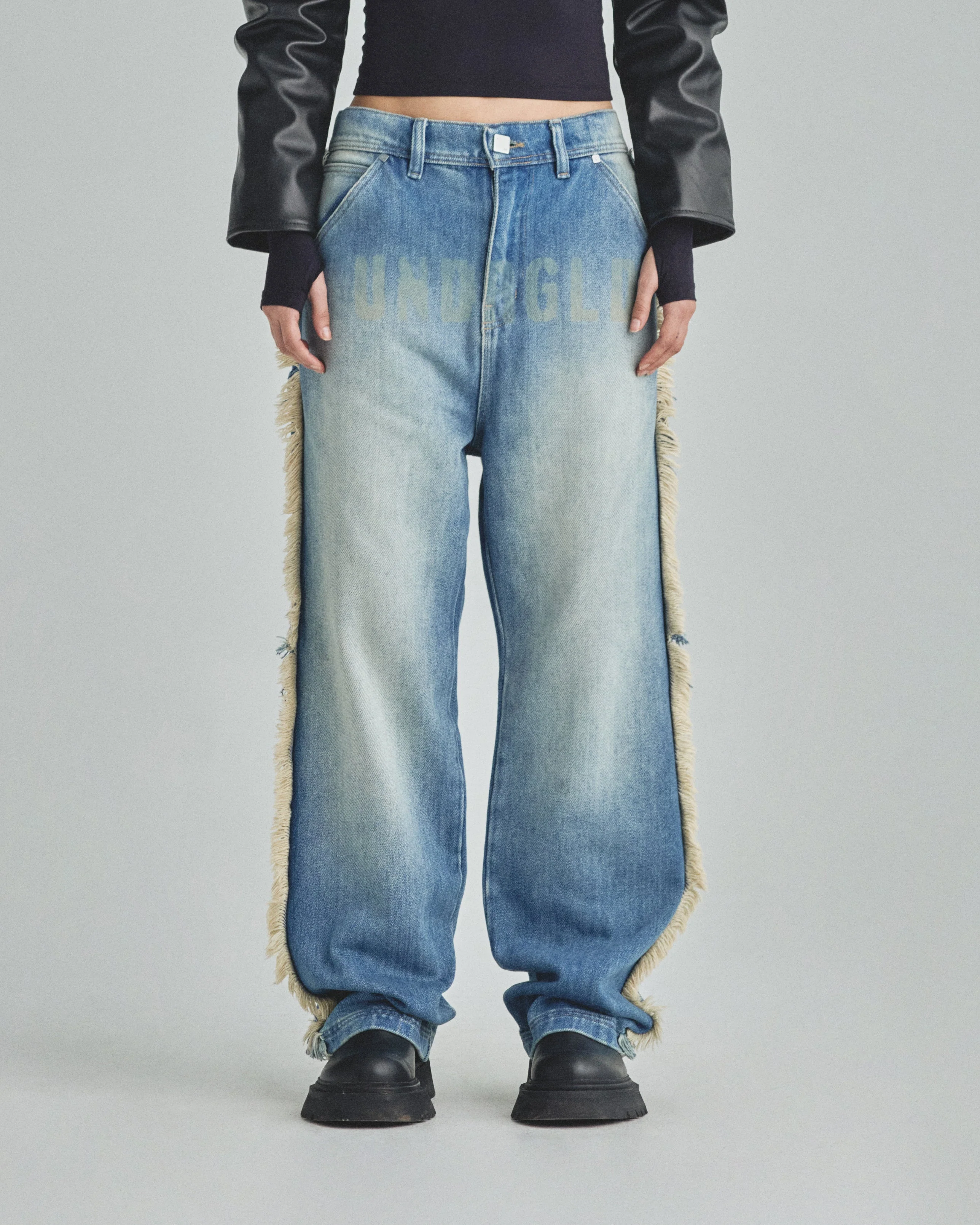 W Spring UNDRGLD Frayed Wide Jeans Blue - Image 2