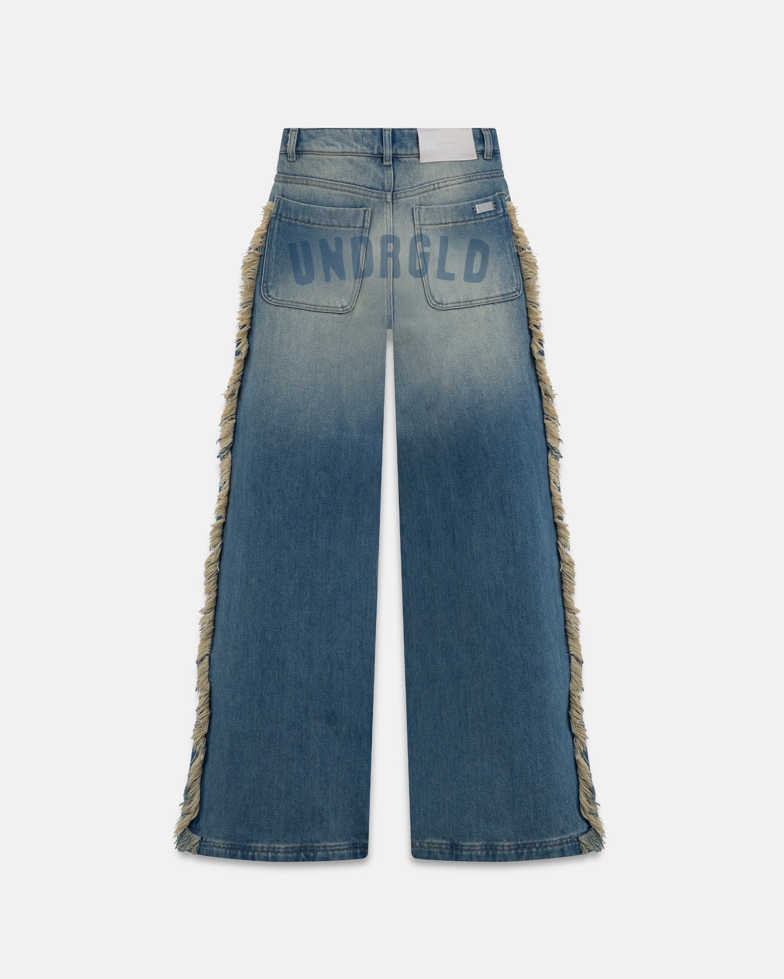 W Spring UNDRGLD Frayed Wide Jeans Blue - Image 3