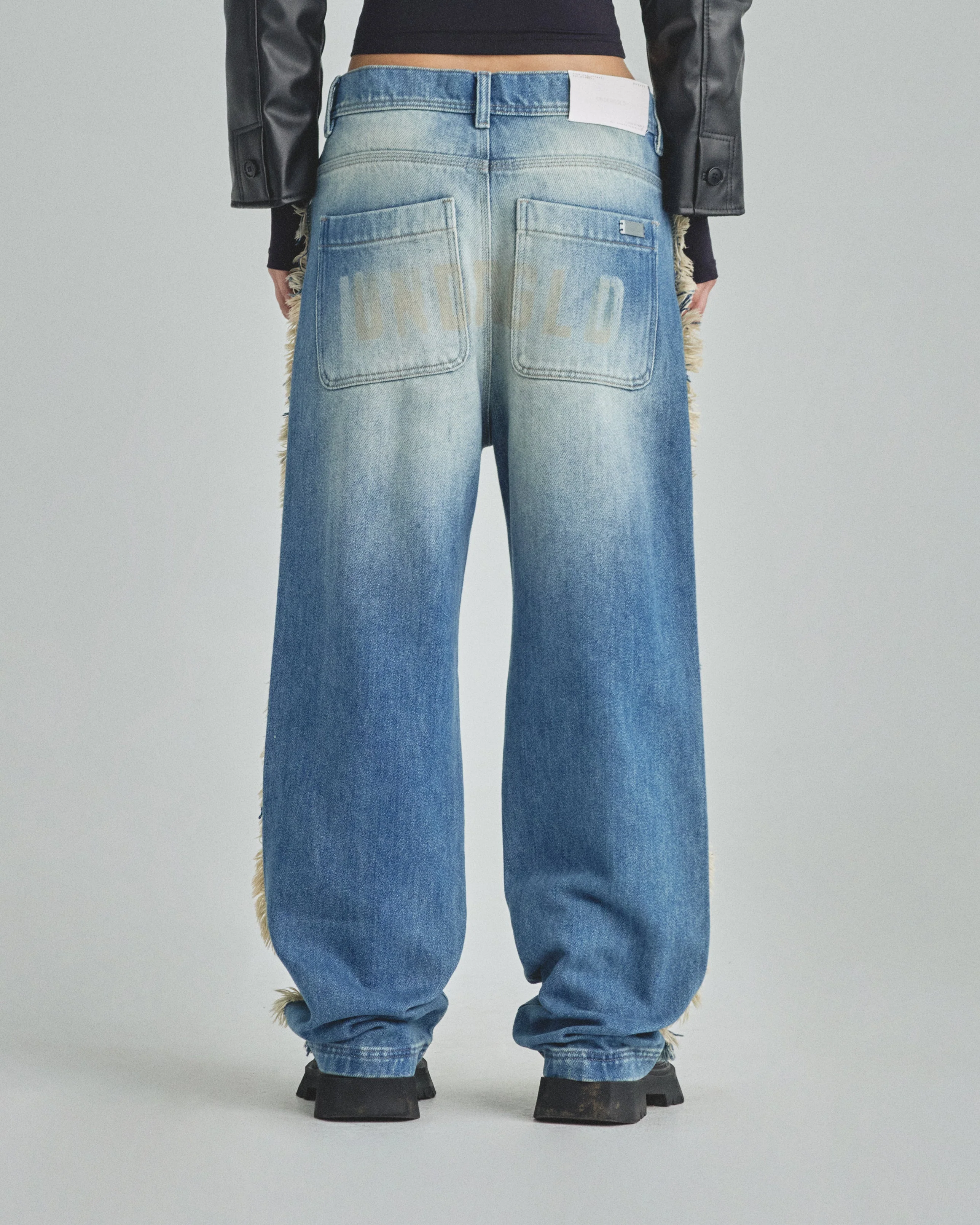 W Spring UNDRGLD Frayed Wide Jeans Blue - Image 7